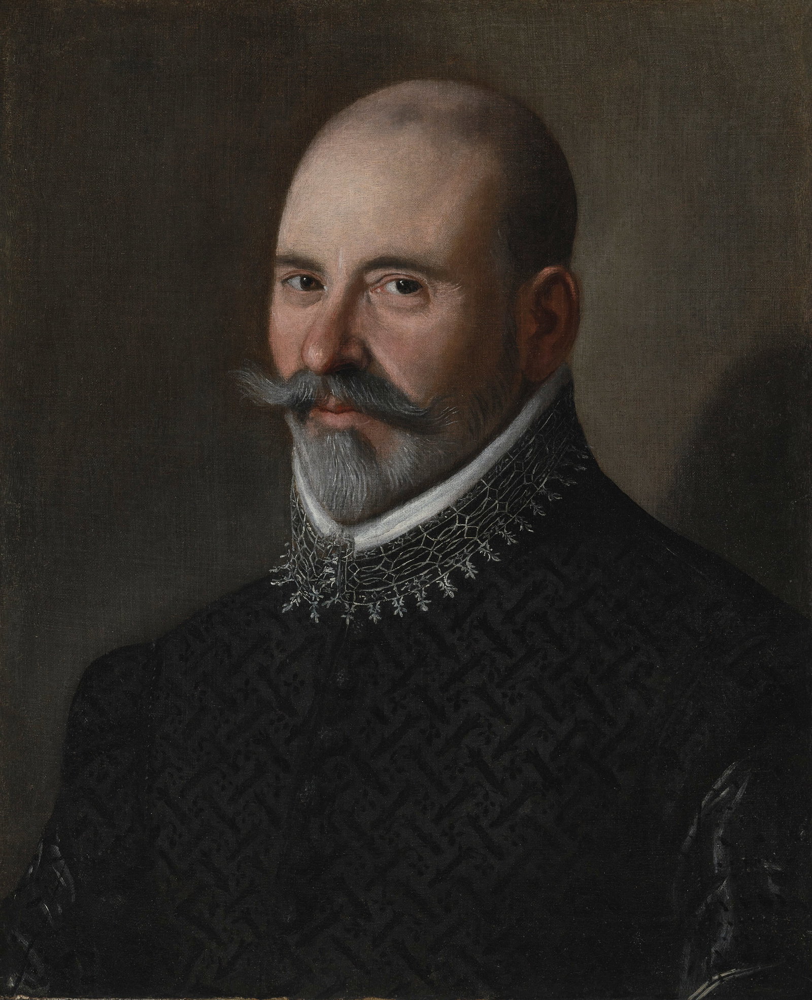LOMBARD SCHOOL, CIRCA 1590 Portrait of a man, bust-length, in a black doublet and an open lace (1 of 4)