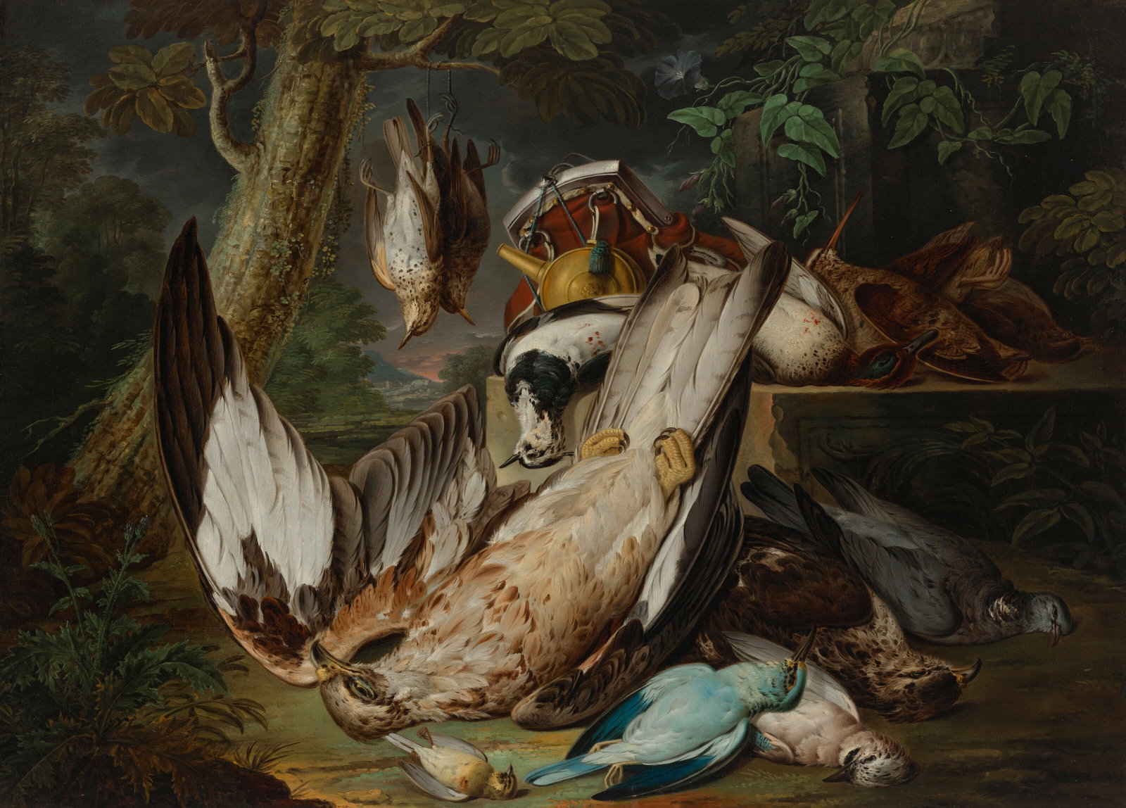 JACOB XAVIER VERMOELEN (ANTWERP 1714-1784 ROME) A game piece with a buzzard, a stock dove, pigeons, (1 of 4)