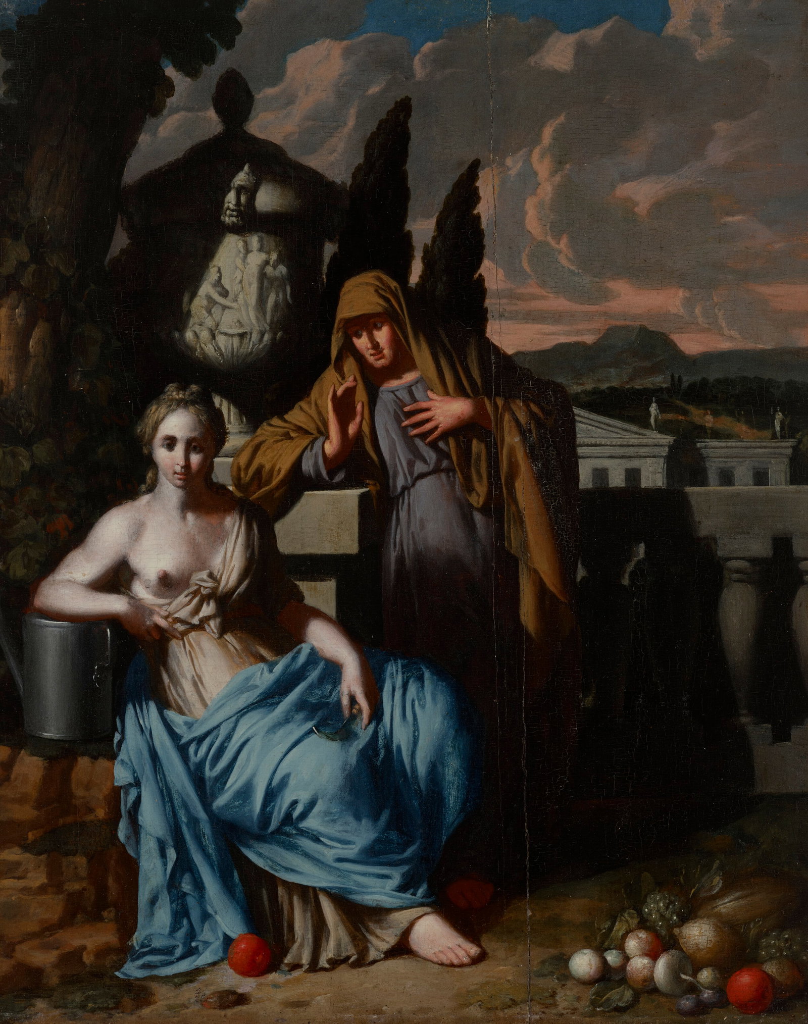 GÉRARD DE LAIRESSE (LIÈGE 1640-1711 AMSTERDAM) Vertumnus and Pomona: Details GÉRARD DE LAIRESSE (LIÈGE 1640-1711 AMSTERDAM) Vertumnus and Pomona traces of a signature (lower right, on the balustrade) oil on panel 12 ¼ x 10 ¼ in. (31.6 x 26 cm.) Pr
