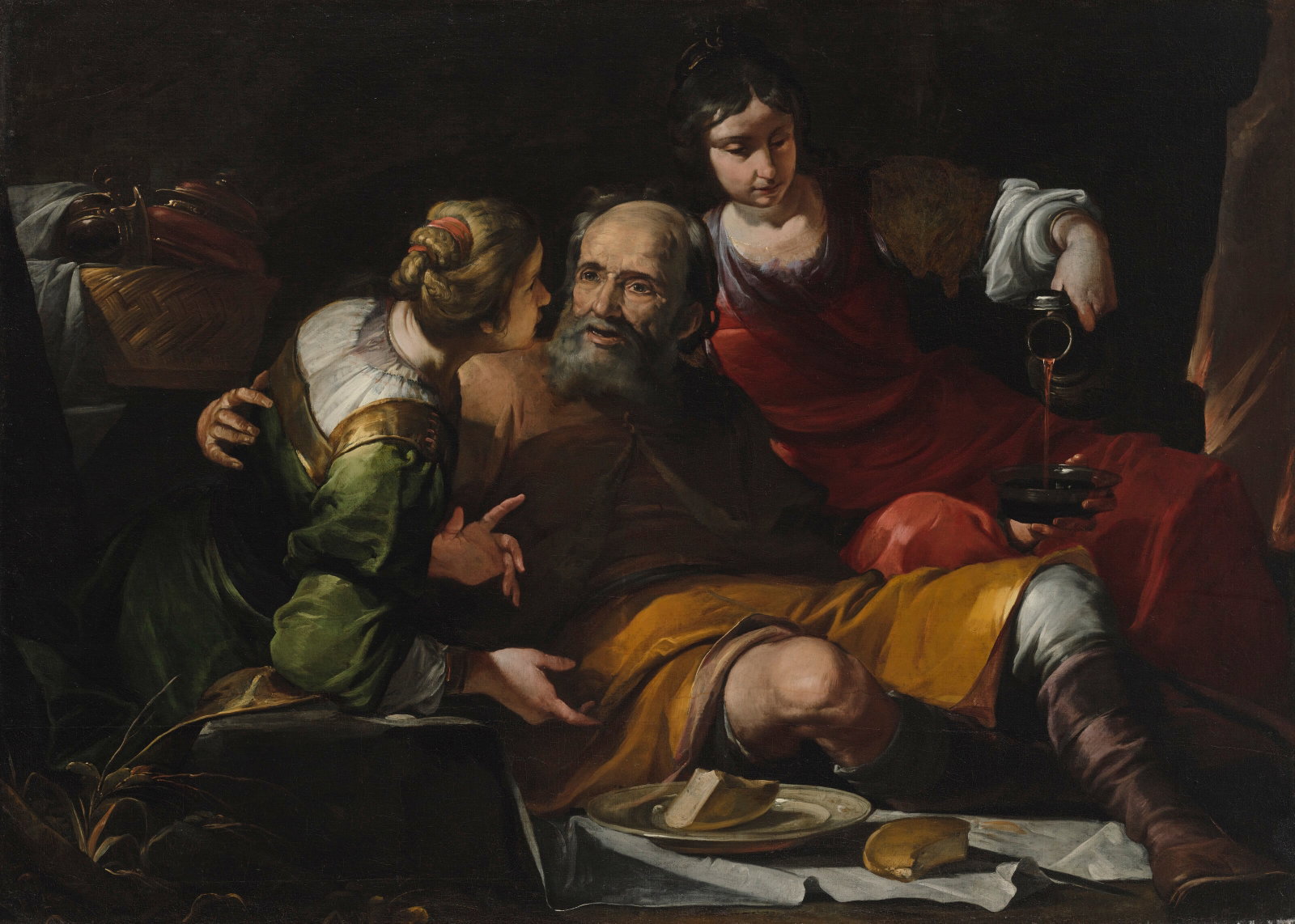STUDIO OF GIOACCHINO ASSERETO (GENOA 1600-1649) Lot and his daughters: Details STUDIO OF GIOACCHINO ASSERETO (GENOA 1600-1649) Lot and his daughters oil on canvas 48 ¼ x 67 ½ in. (122.5 x 171.4 cm.) Provenance Private collection, Saint-Jean-Cap-Ferrat.