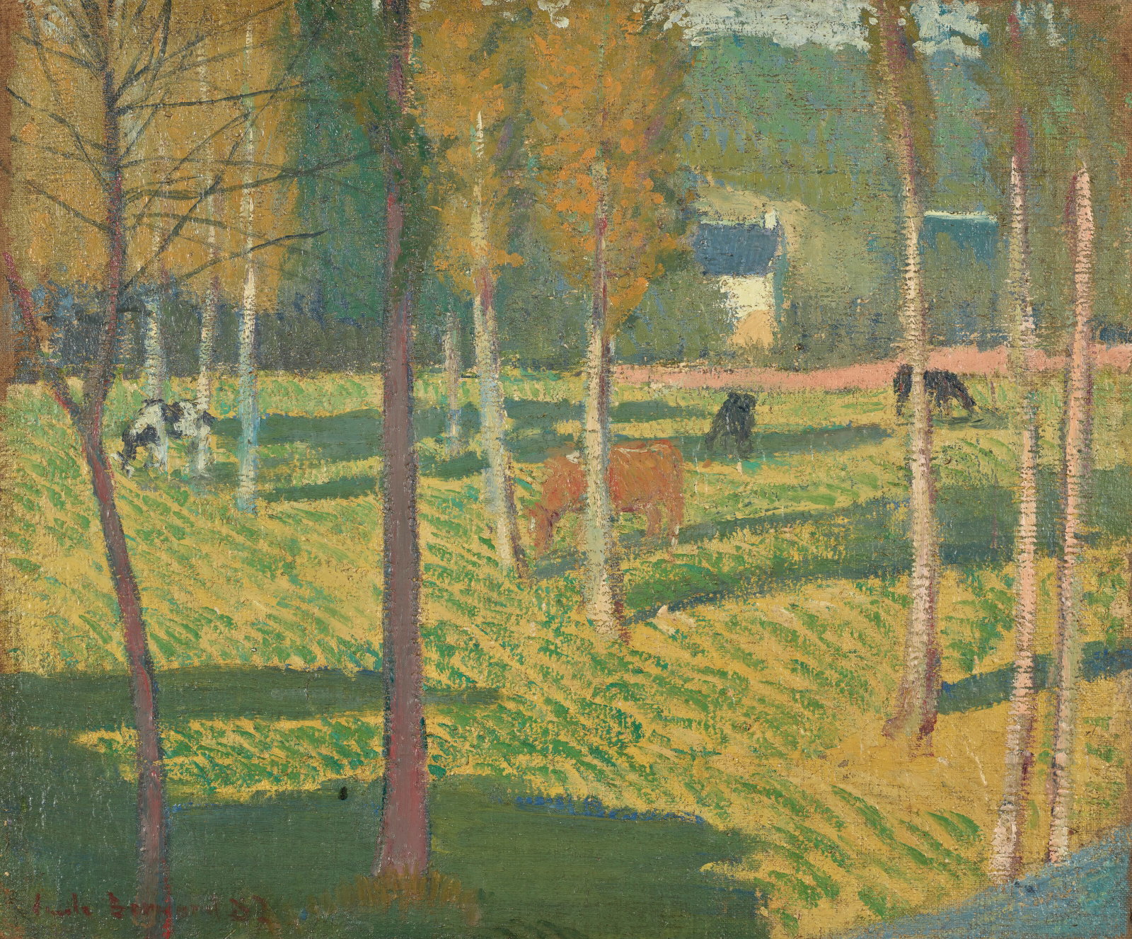ÉMILE BERNARD (LILLE 1868-1941 PARIS): Details ÉMILE BERNARD (LILLE 1868-1941 PARIS) Le Pré à Saint-Briac ou Prairie à Saint-Briac ou Paysage à Saint Briac signé et daté 'Emile Bernard 87' (en bas, à