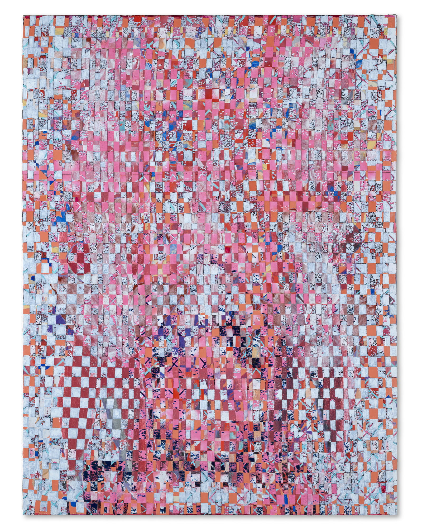 François Rouan (né en 1943): Details François Rouan (né en 1943) Queequeg titré, daté et situé '''Queequeg'' Laversine 1997' (sur le châssis) peinture à la cire sur toile tressée 198 x