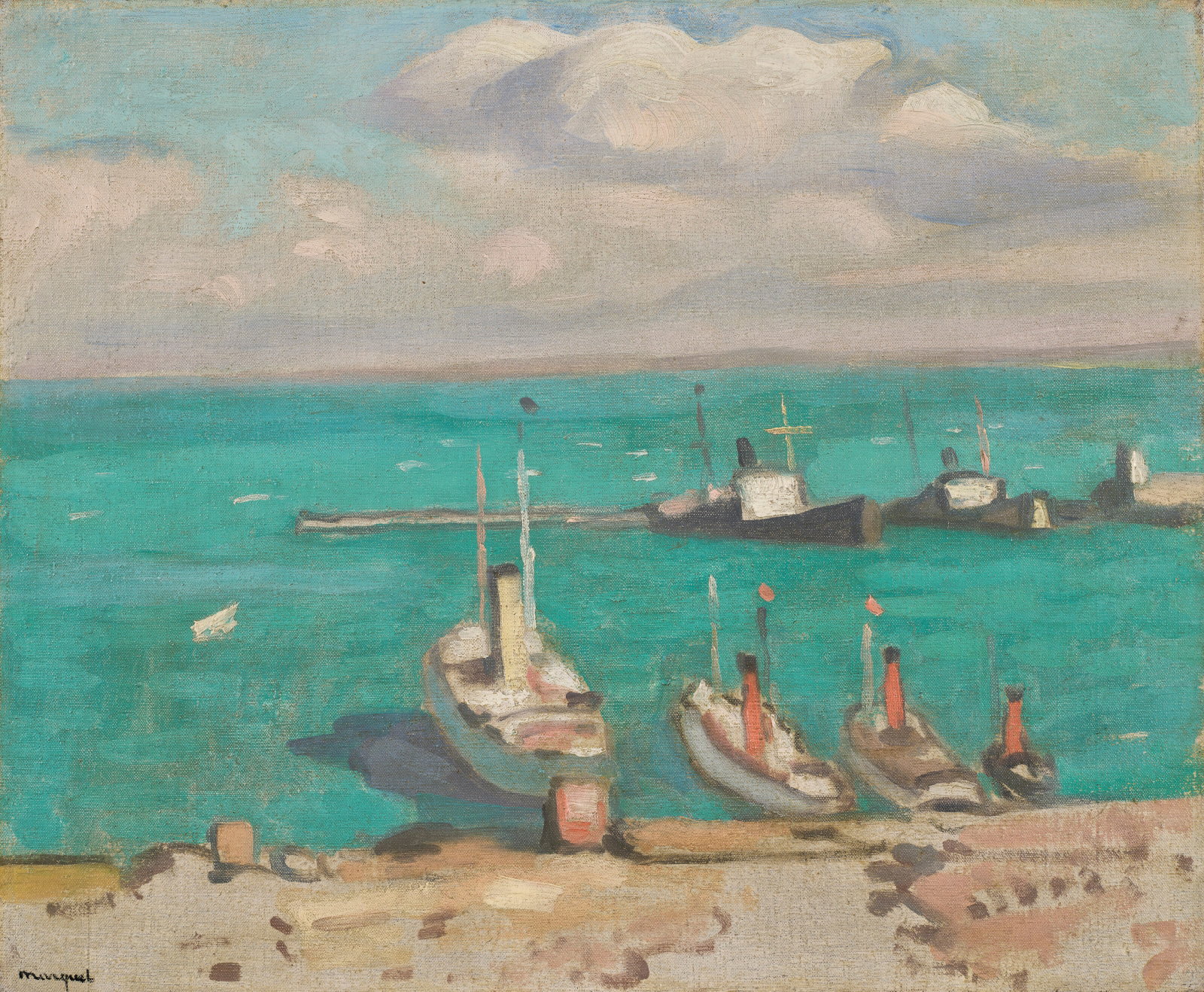ALBERT MARQUET (BORDEAUX 1875-1947 PARIS): Details ALBERT MARQUET (BORDEAUX 1875-1947 PARIS) Bateaux dans la Rade signé 'Marquet' (en bas, à gauche) huile sur toile 37,9 x 46 cm (14 7⁄8 x 18 1⁄8 in.) Peint en 1921. Proven