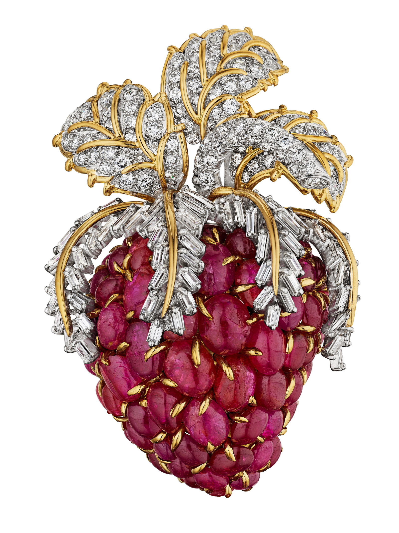 DAVID WEBB RUBY AND DIAMOND 'STRAWBERRY' BROOCH (1 of 3)