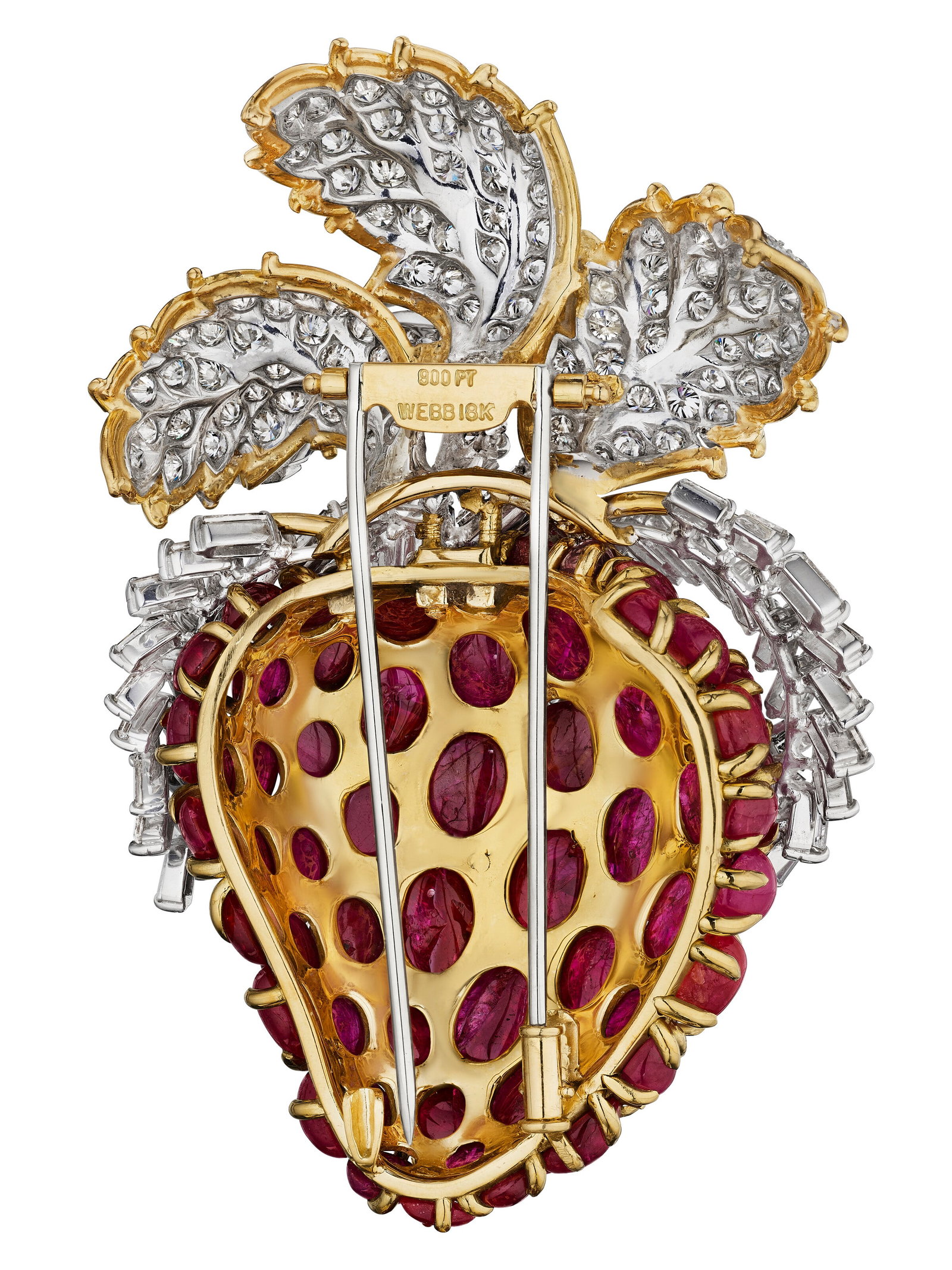 DAVID WEBB RUBY AND DIAMOND 'STRAWBERRY' BROOCH - 3