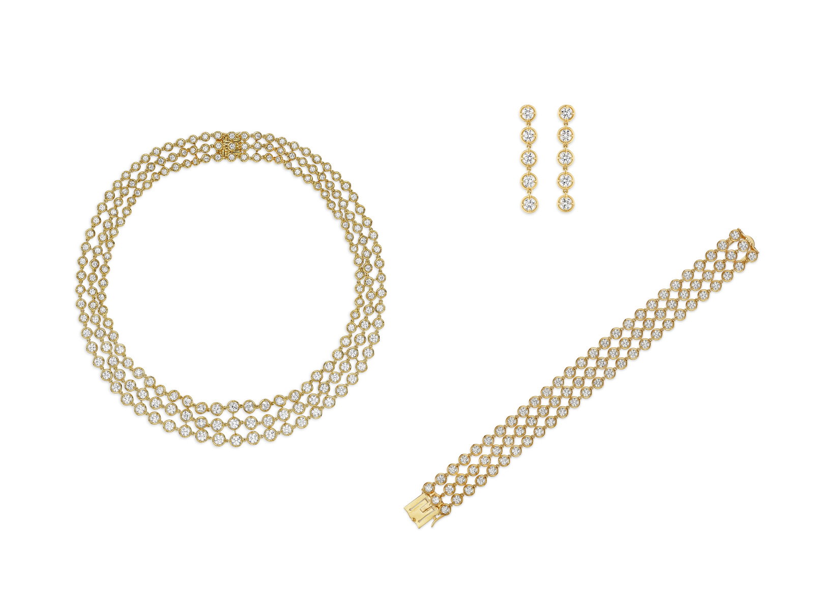 VAN CLEEF & ARPELS SUITE OF DIAMOND AND GOLD 'PALMYRE ' JEWELRY (1 of 4)
