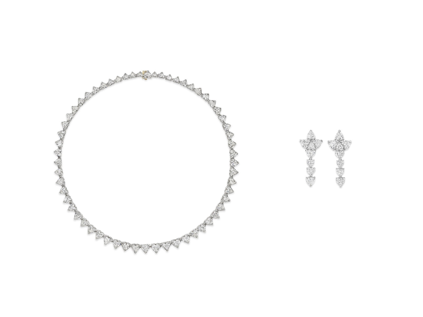 CARTIER SET OF DIAMOND JEWELRY: Details CARTIER SET OF DIAMOND JEWELRY Heart brilliant-cut diamonds ranging from 1.27 to 0.25 carats, heart-shaped diamonds, platinum, each signed Cartier, earrings numbered GIA, 2026, report no.