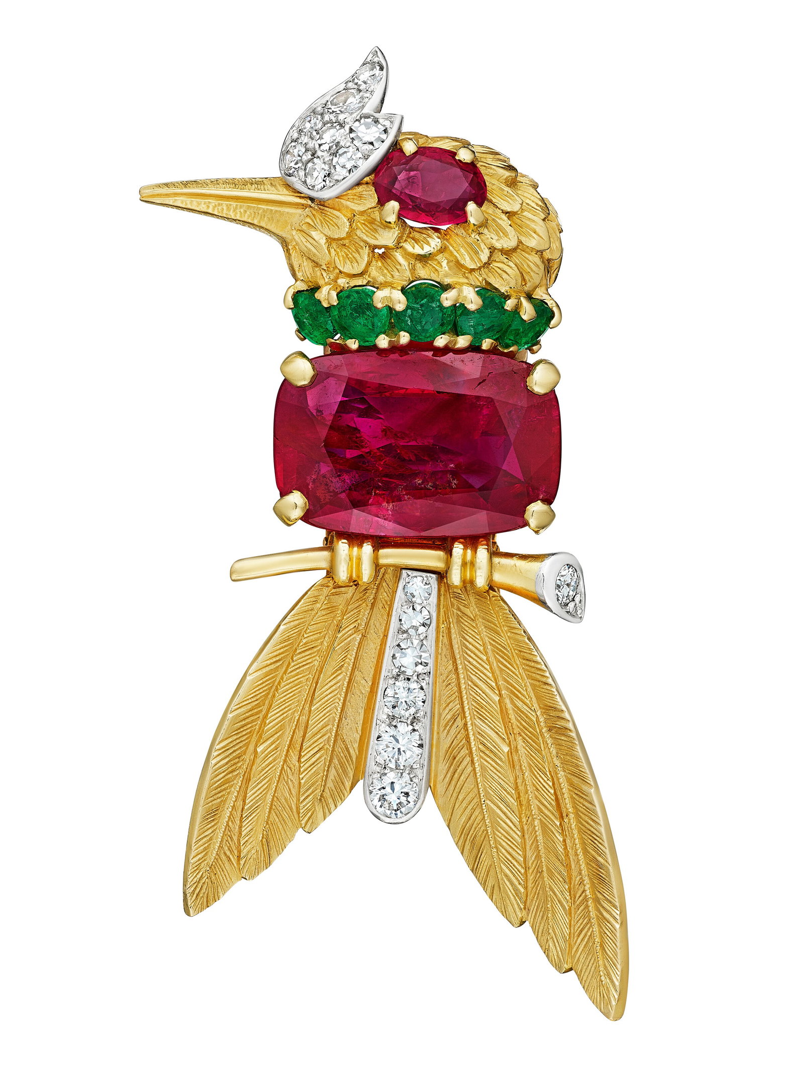 CARTIER RUBY, EMERALD AND DIAMOND BIRD BROOCH (1 of 4)