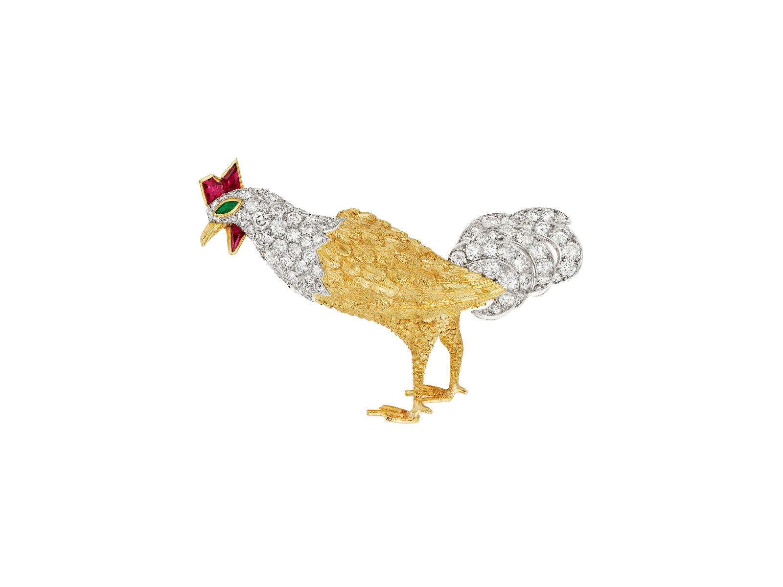 CARTIER RUBY, EMERALD AND DIAMOND ROOSTER BROOCH (1 of 3)
