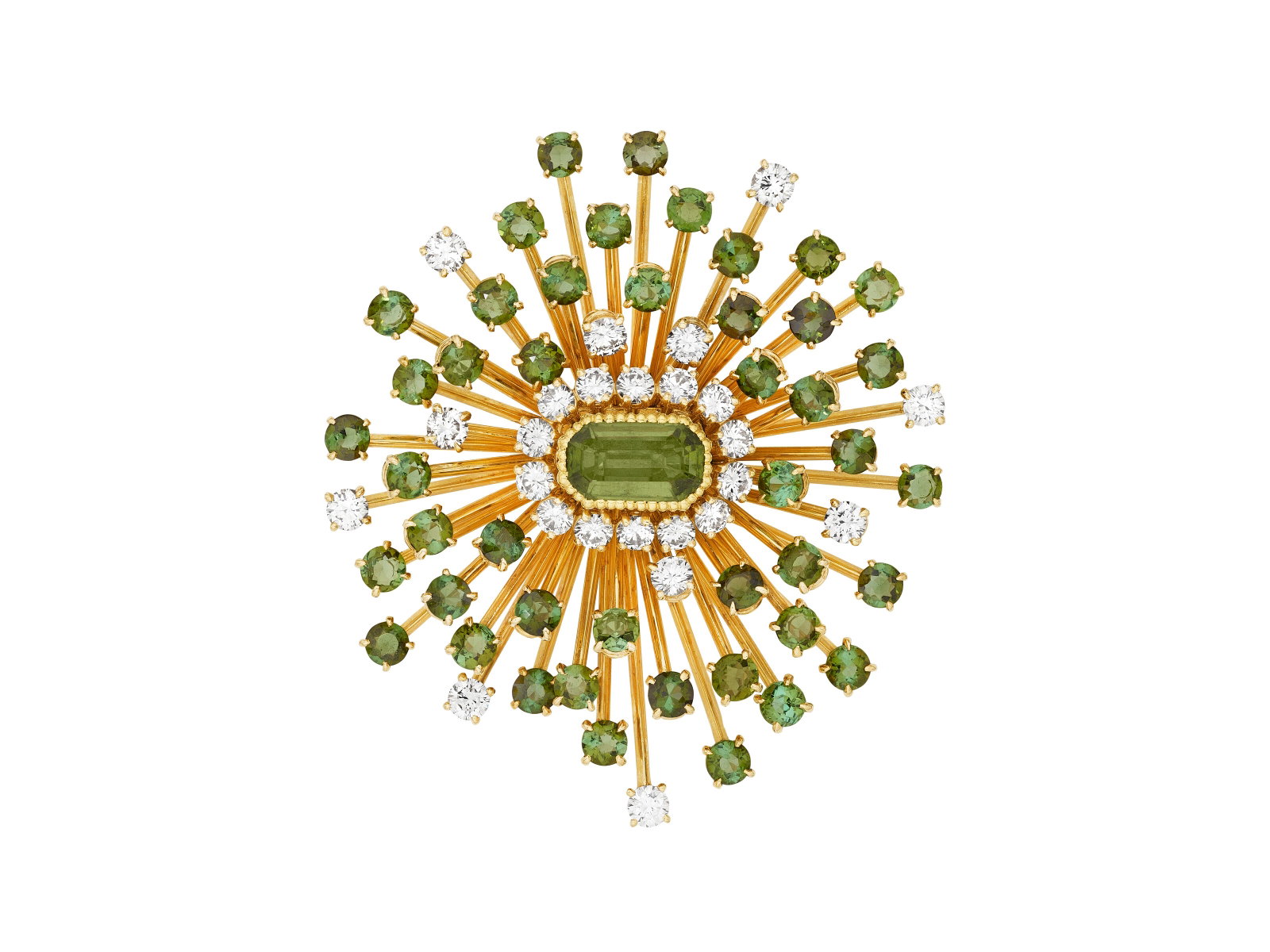 PERIDOT AND DIAMOND CLIP-BROOCH, MOUNTED BY CARTIER (1 of 3)