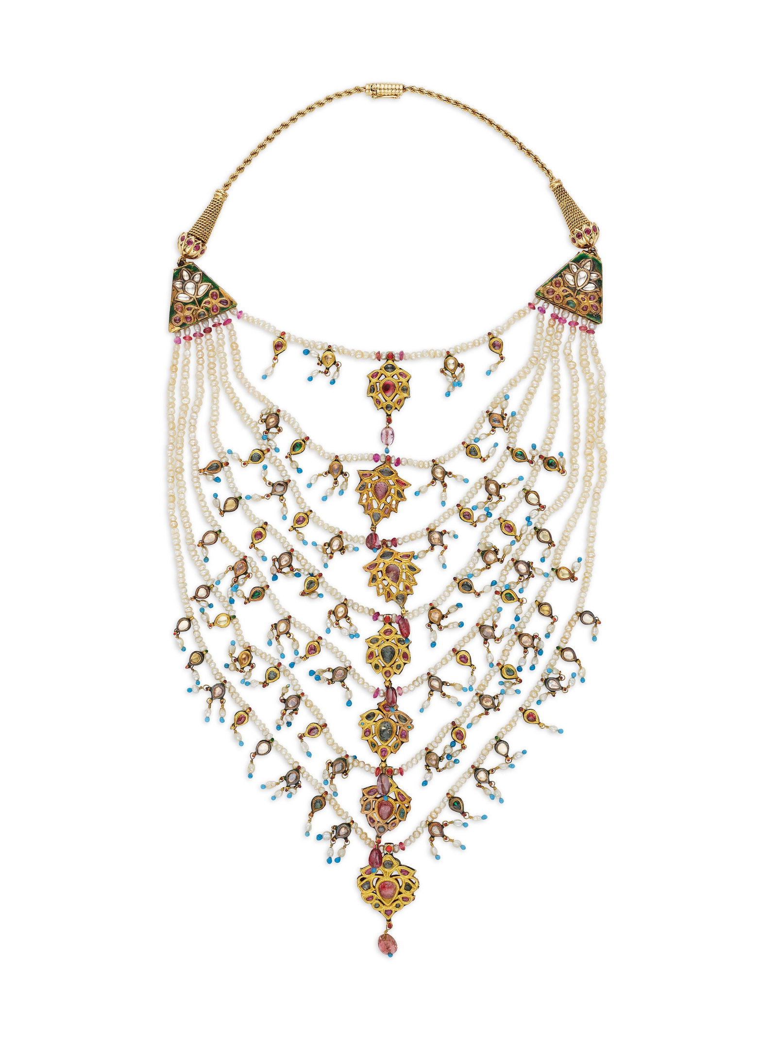 MULTI-GEM AND ENAMEL MULTI-STRAND SATLADA NECKLACE, MOUNTED BY CARTIER (1 of 3)