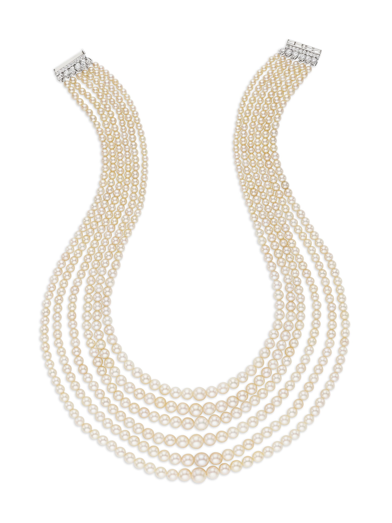 CARTIER CULTURED PEARL, NATURAL PEARL AND DIAMOND NECKLACE (1 of 4)