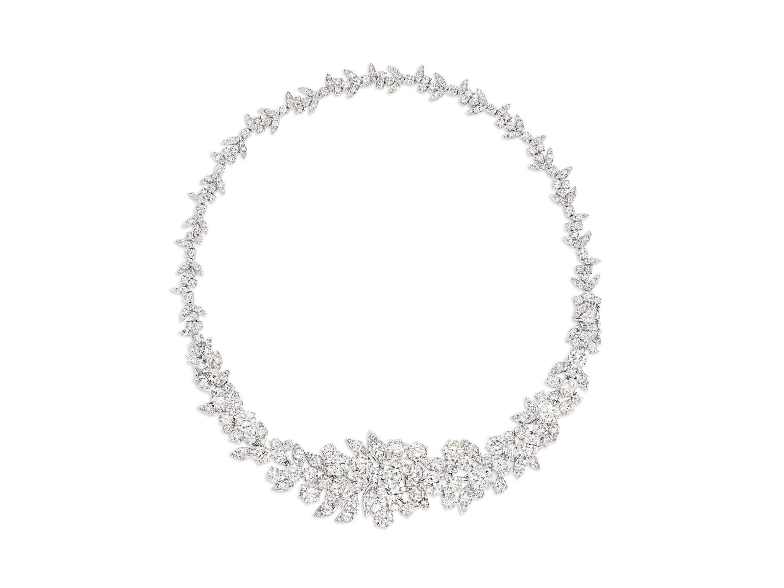 DIAMOND NECKLACE: Details DIAMOND NECKLACE Round diamonds, platinum and 18k white gold (French marks), convertible into a bracelet, circa 1965 GIA, 2026, report no. 2231930656: 3.68 carats, I color, VVS2 clarity Size/D