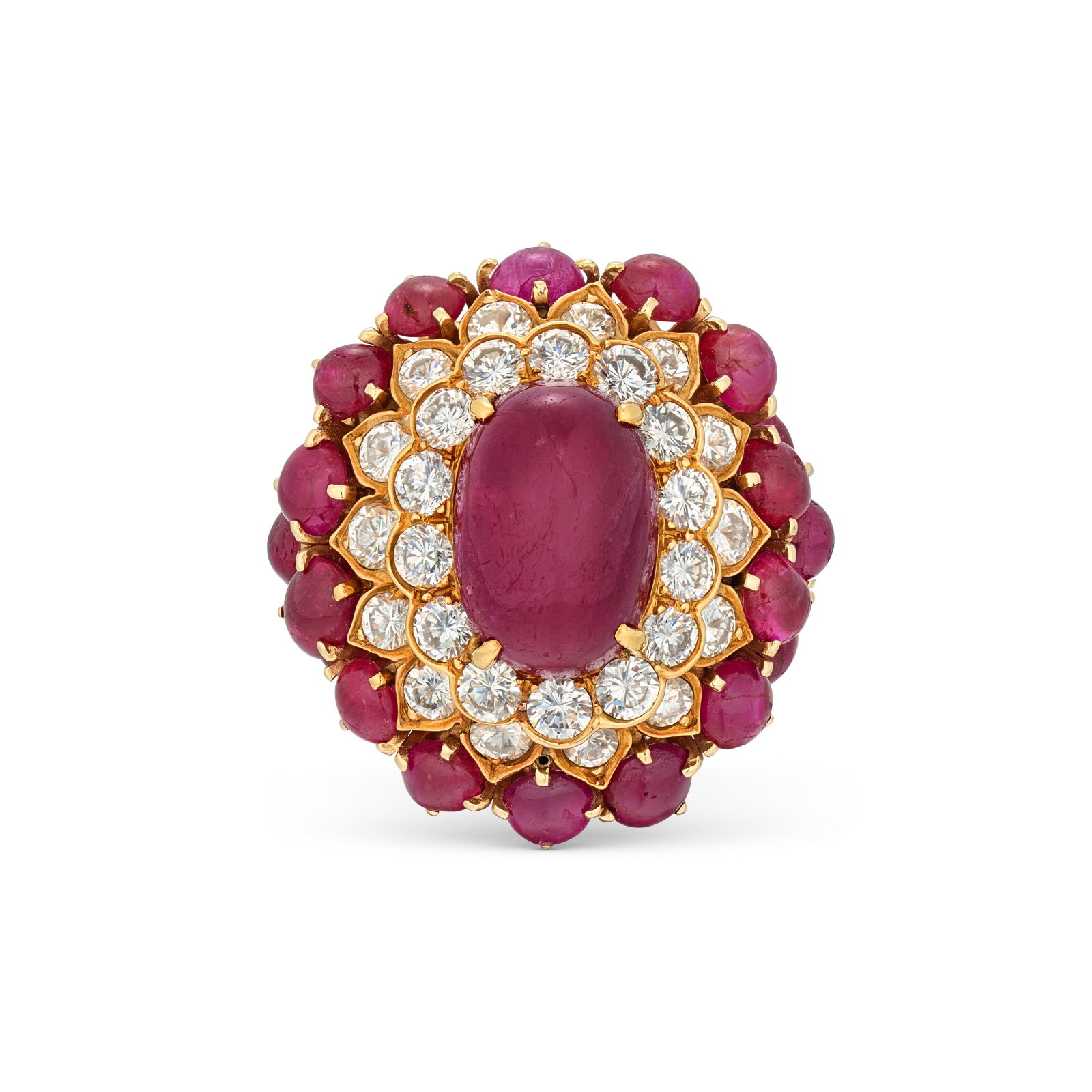 DAVID WEBB RUBY AND DIAMOND CLUSTER RING - 2