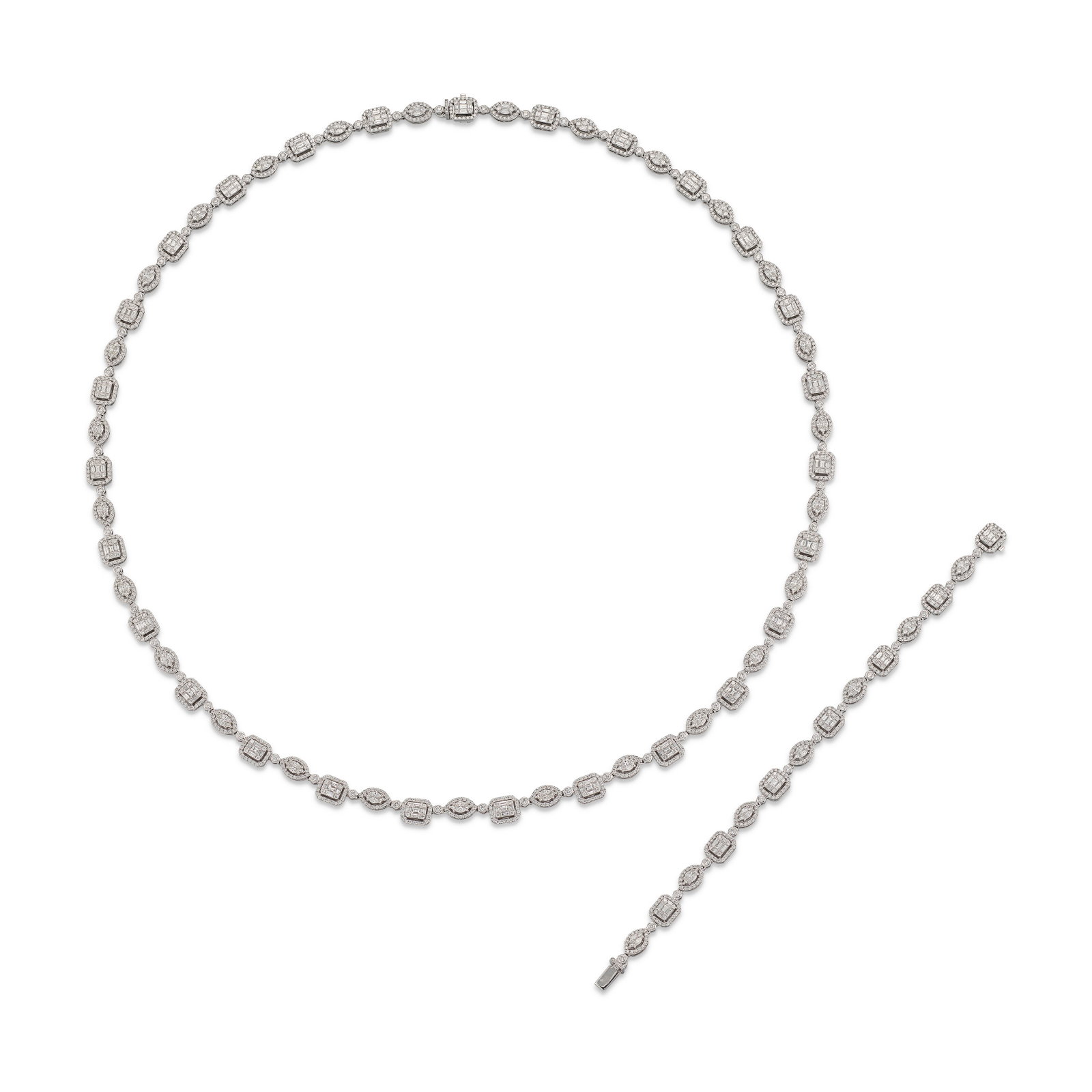 ILLUSION-SET DIAMOND NECKLACE AND BRACELET SET (1 of 4)