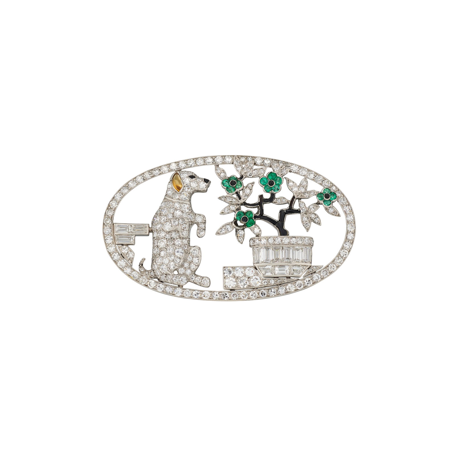 VAN CLEEF & ARPELS ART DÉCO DIAMOND, EMERALD, ONYX AND CITRINE BROOCH (1 of 3)