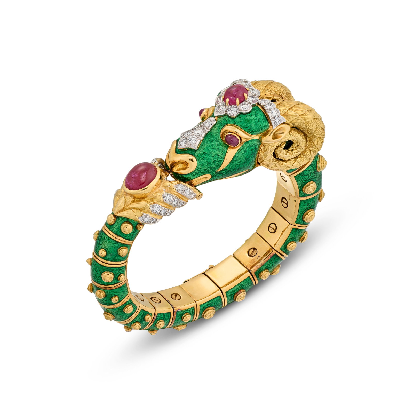 DAVID WEBB ENAMEL, RUBY AND DIAMOND ‘CAPRICORN’ BRACELET (1 of 3)