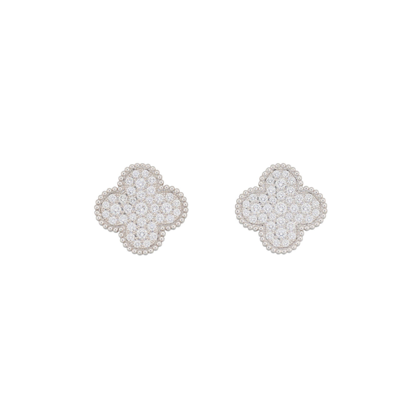 Details Circular-cut diamond quatrefoils, gold (French, Swiss and European Convention marks),: Details Circular-cut diamond quatrefoils, gold (French, Swiss and European Convention marks), signed VCA, maker's marks (FG Manufacture), numbered Size/Dimensions: 2.0 cm Gross Weight: 12.8 grams