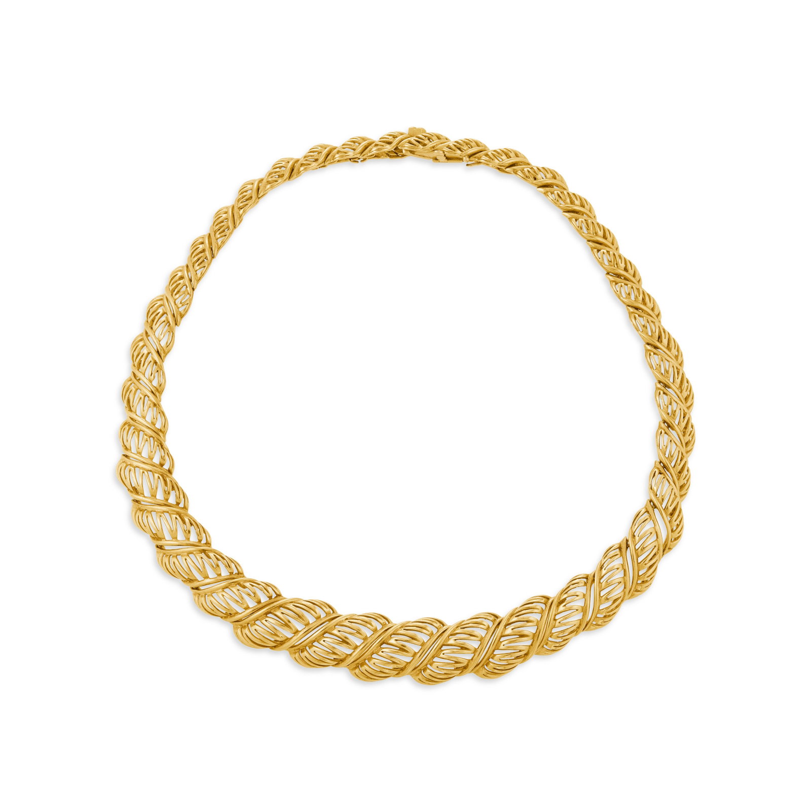 CARTIER GOLD NECKLACE: CARTIER GOLD NECKLACE Details 18k yellow gold (French marks), circa 1955, signed Cartier, Paris, numbered Size/Dimensions: 36.8 cm (141⁄2 in) Gross Weight: 69.8 grams