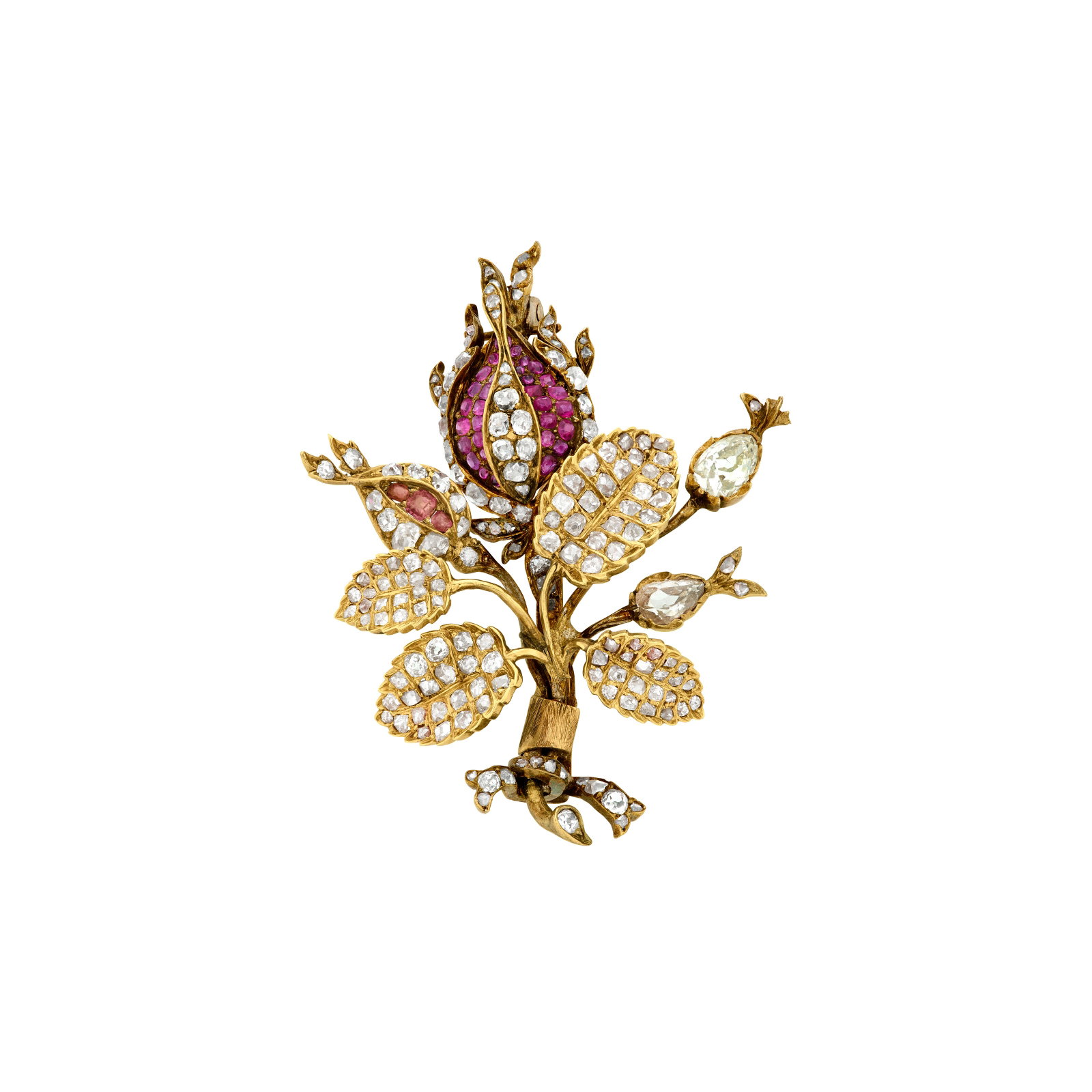 ANTIQUE RUBY AND DIAMOND BROOCH (1 of 3)