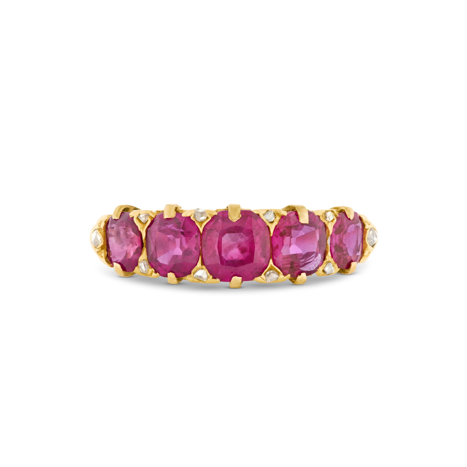 ANTIQUE RUBY AND DIAMOND RING - 3