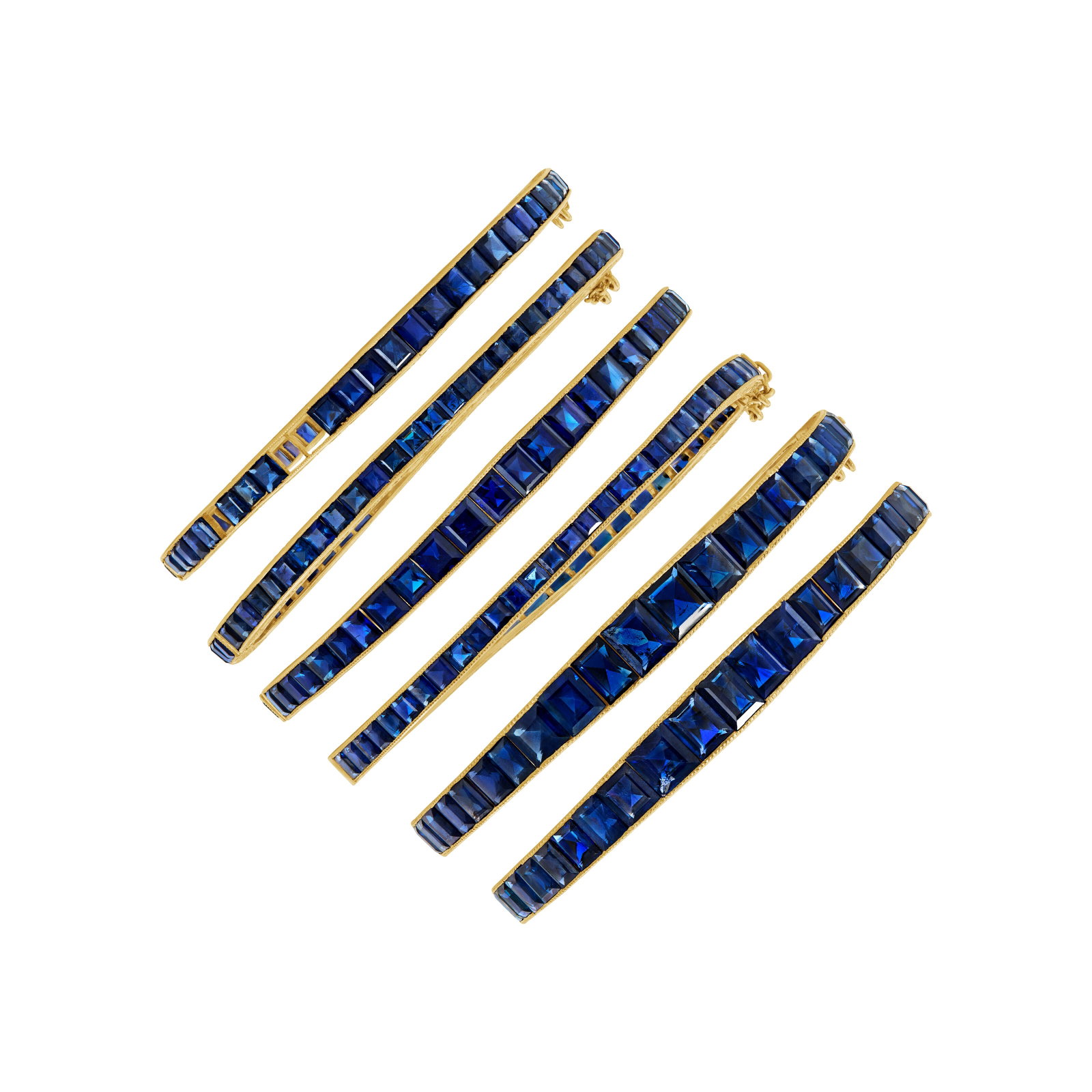 GROUP OF ANTIQUE SAPPHIRE AND DIAMOND BANGLE BRACELETS (1 of 4)