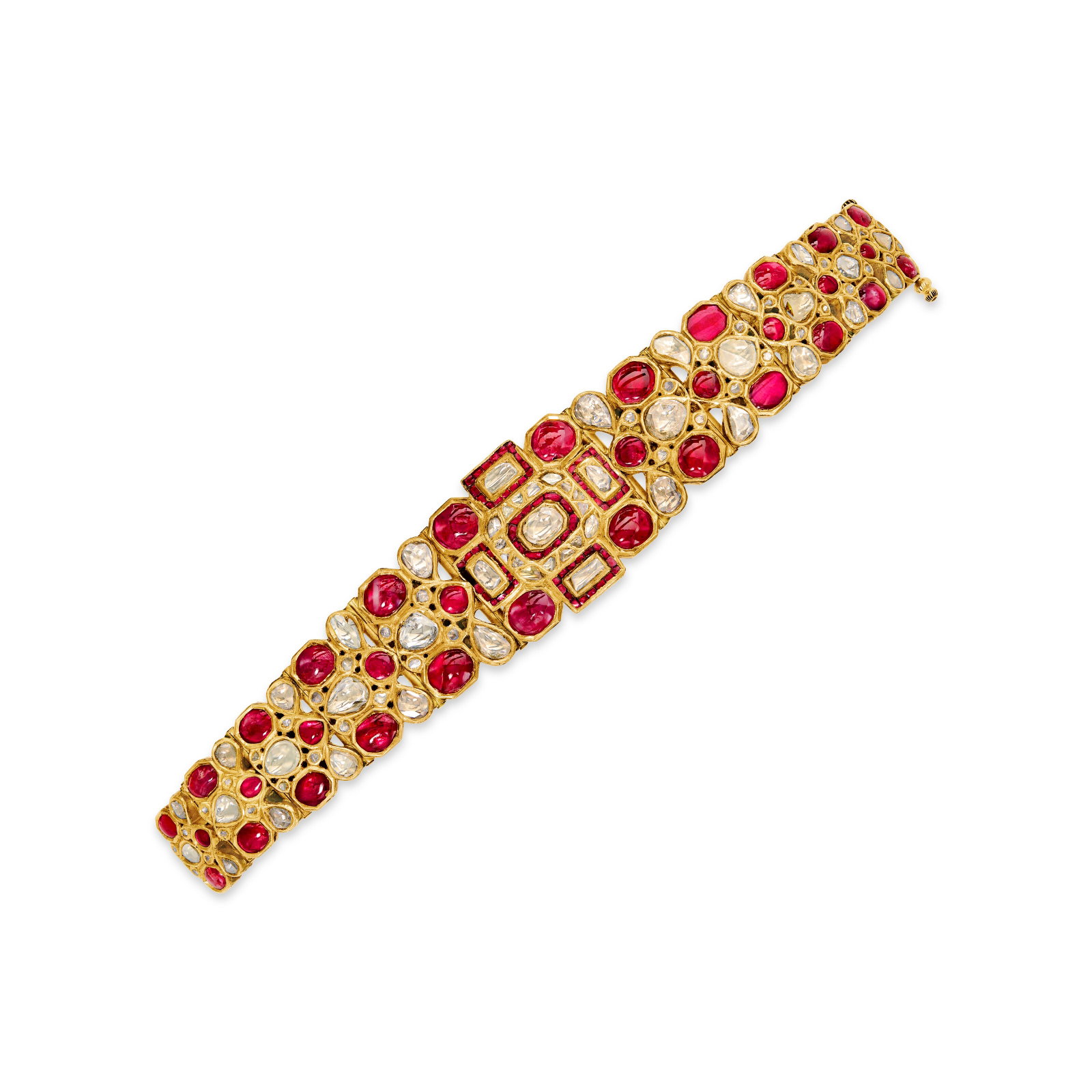 INDIAN RUBY, ENAMEL AND DIAMOND BRACELET (1 of 3)
