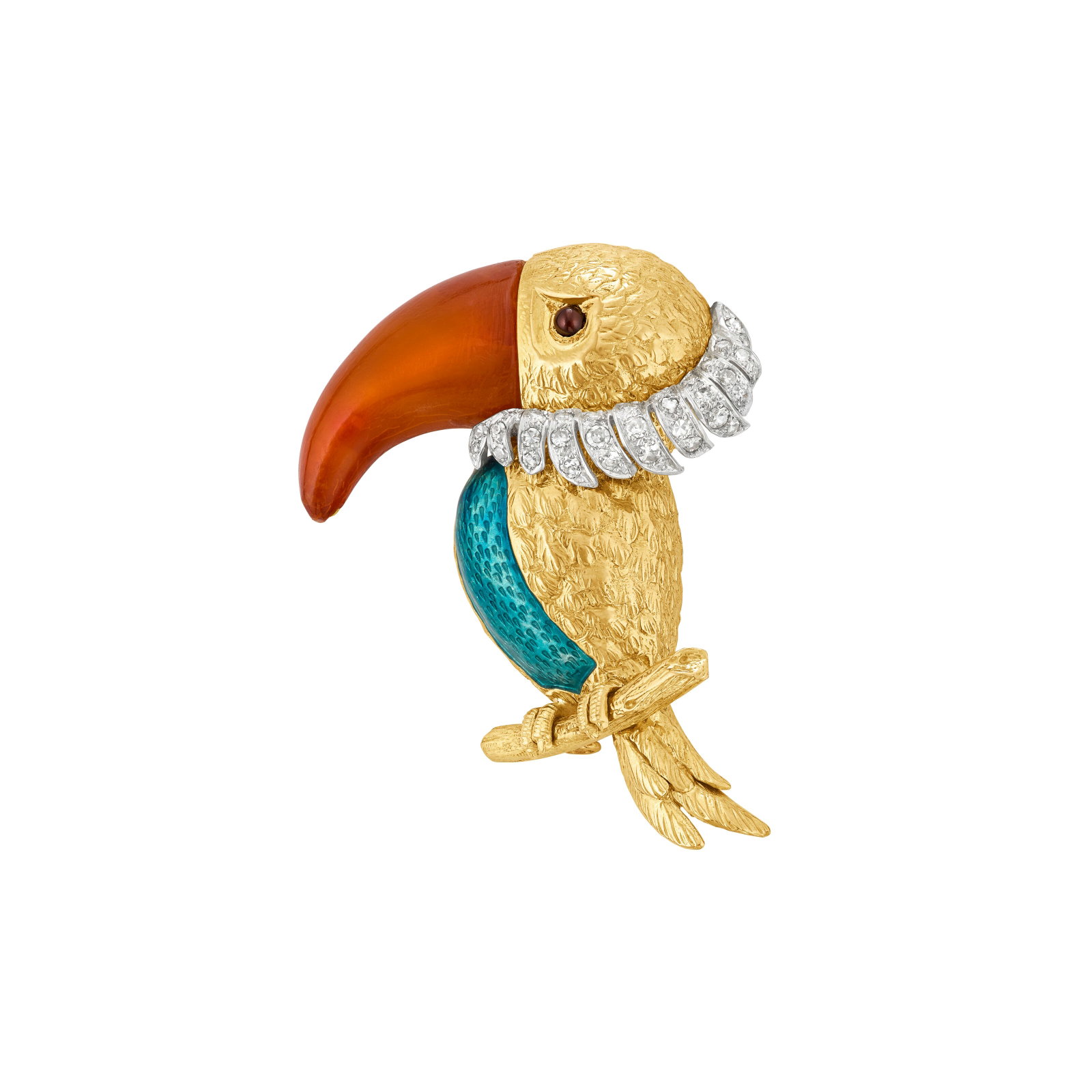 BOUCHERON MULTI-GEM AND ENAMEL TOUCAN BROOCH (1 of 3)