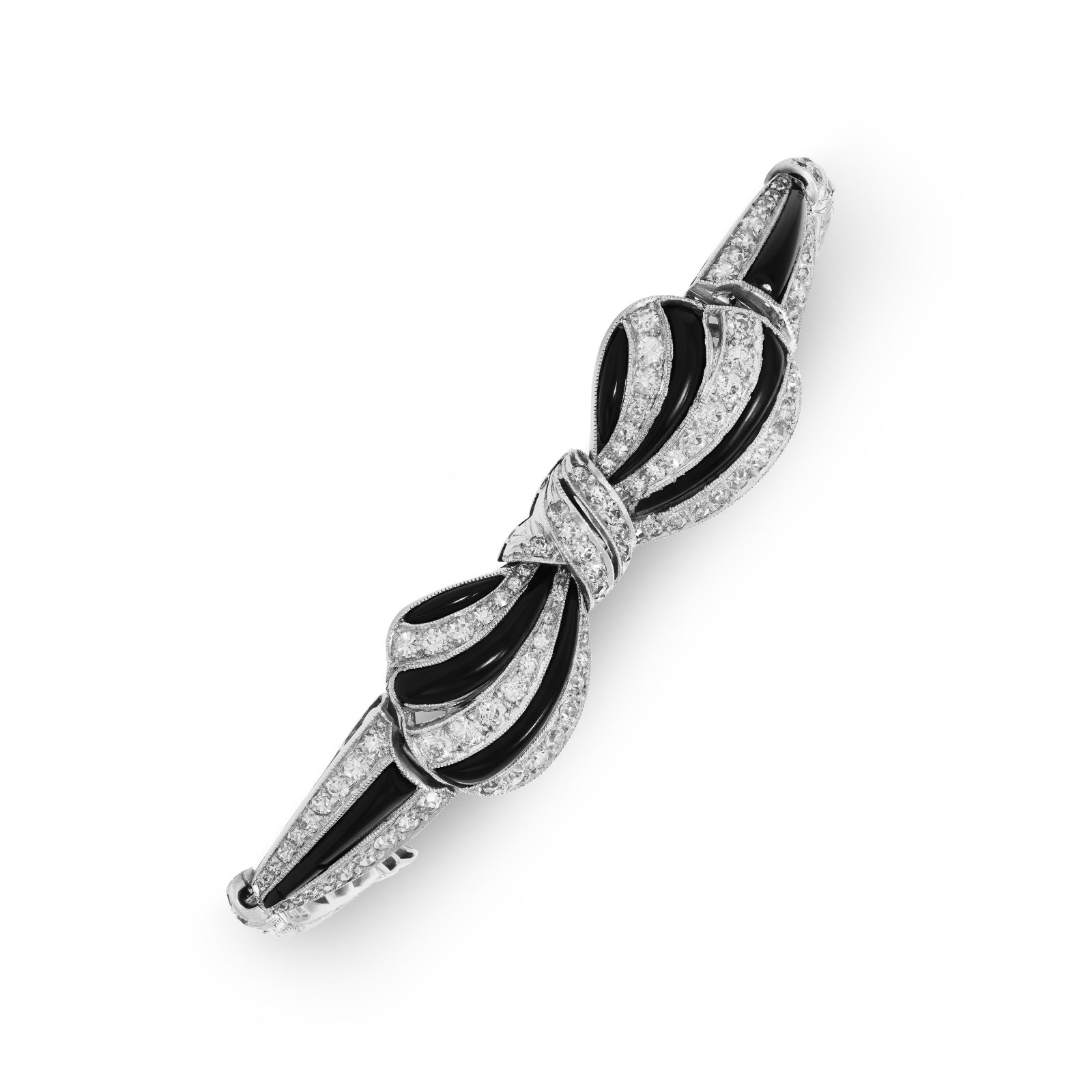 THEODORE B. STARR ART DECO ONYX AND DIAMOND BRACELET (1 of 3)