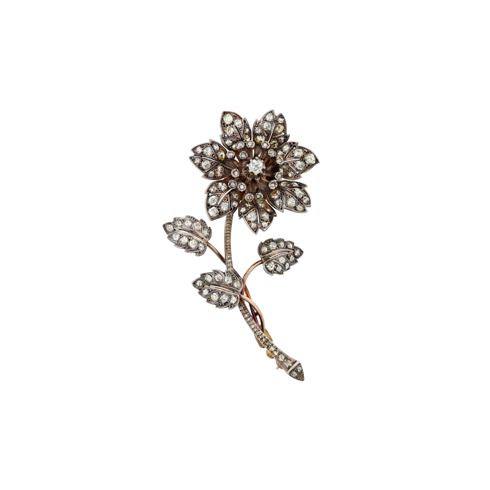 ANTIQUE DIAMOND EN TREMBLANT FLOWER BROOCH (1 of 3)