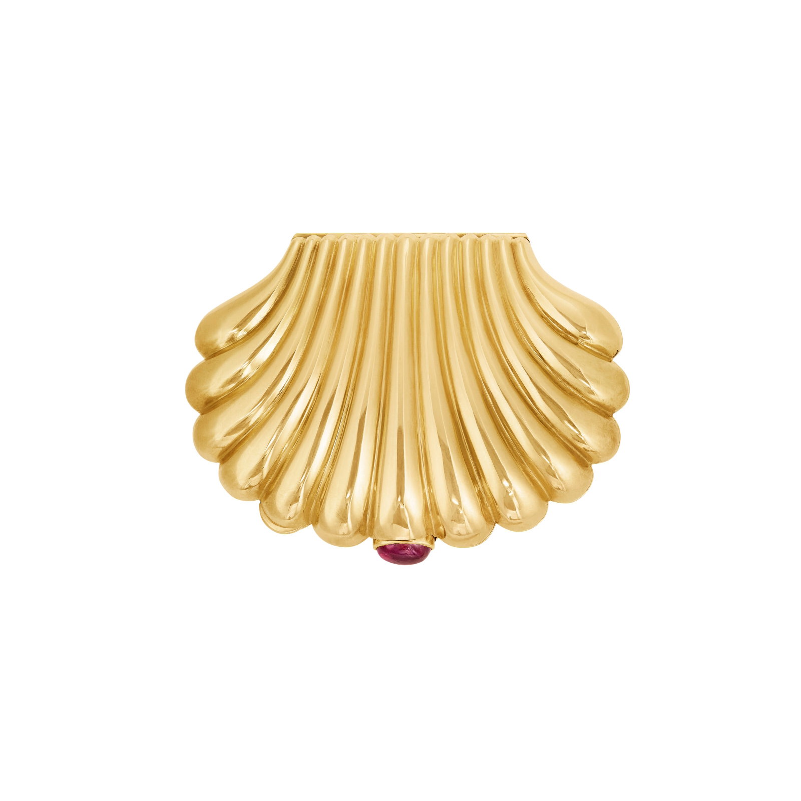 VAN CLEEF & ARPELS GOLD AND RUBY SHELL COMPACT (1 of 4)