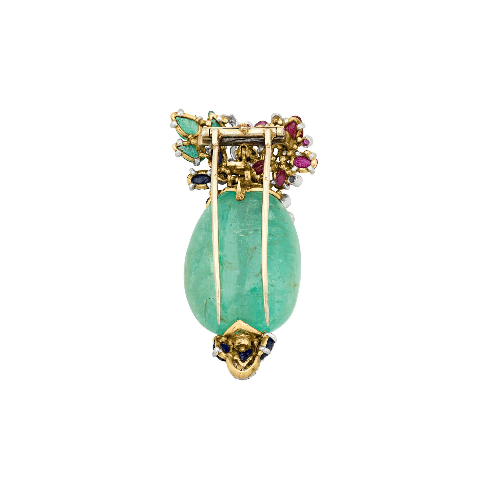 EMERALD, RUBY, SAPPHIRE AND DIAMOND BROOCH - 3