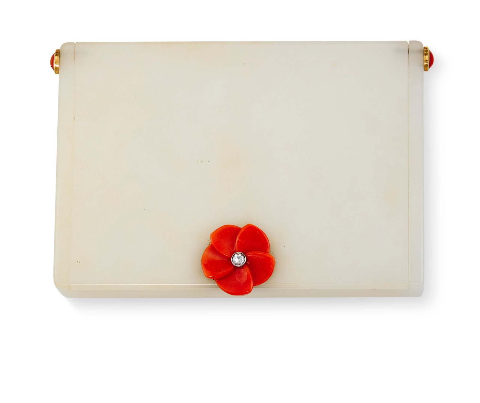 WHITE JADE, CORAL AND DIAMOND BOX, ATTRIBUTED TO CARTIER (1 of 4)