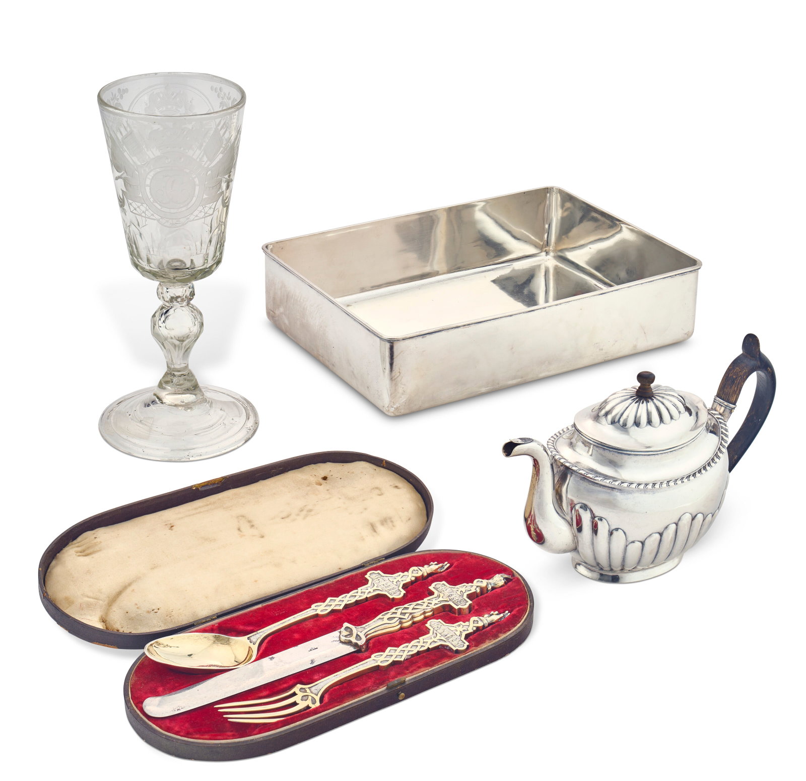 A GROUP OF RUSSIAN SILVER AND GLASS TABLE ARTICLES VARIOUS MAKERS, RUSSIA, 19TH / EARLY 20TH CENTURY (1 of 4)