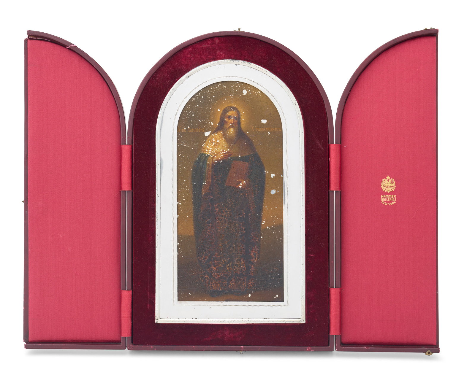 AN IMPERIAL RUSSIAN SILVER-MOUNTED ICON OF SAINT SAMPSON THE HOSPITABLE MAKER'S MARK CYRILLIC (1 of 4)