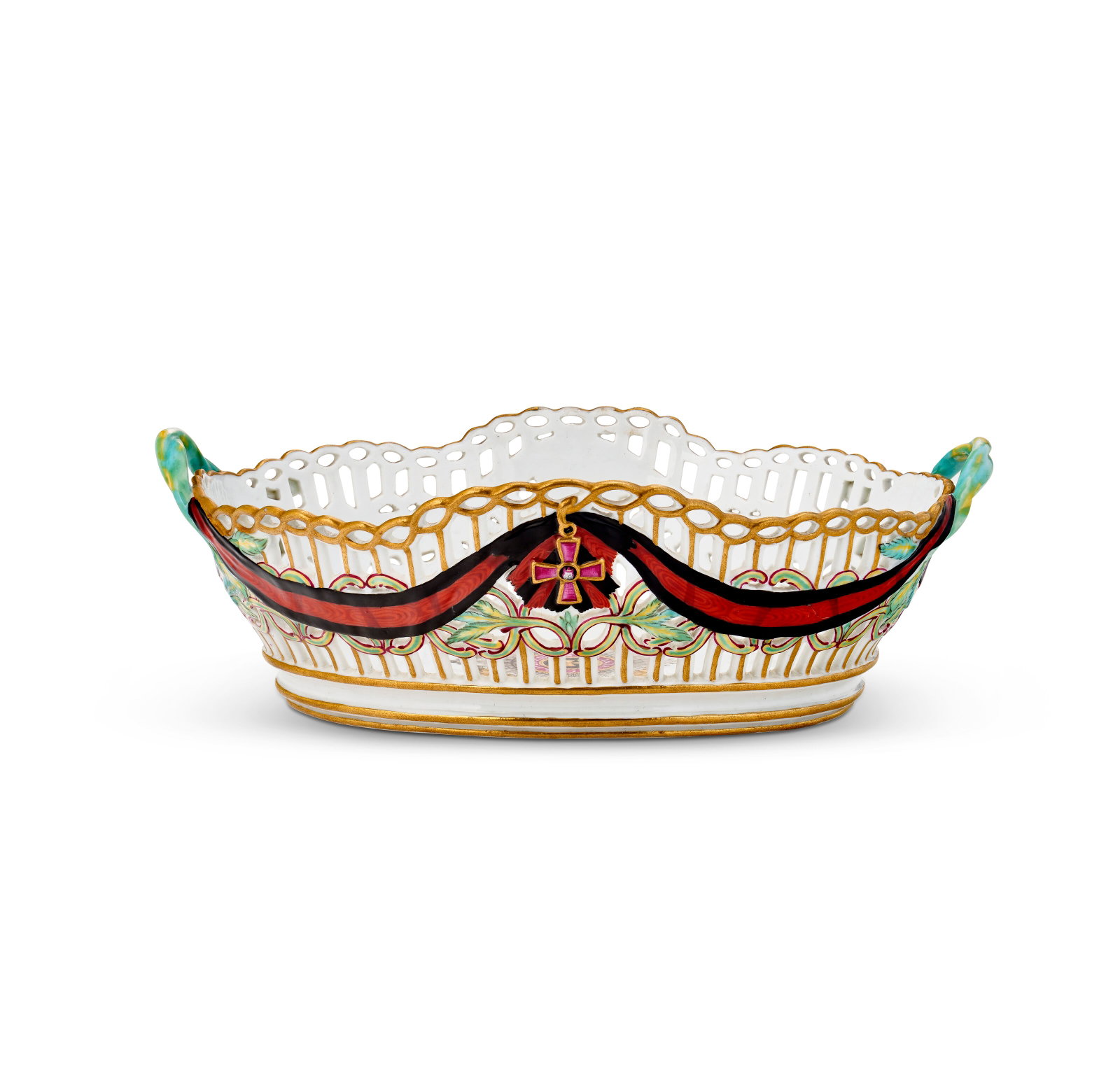 A RUSSIAN PORCELAIN BASKET FROM THE SERVICE OF THE ORDER OF ST. VLADIMIR BY THE GARDNER PORCELAIN (1 of 3)