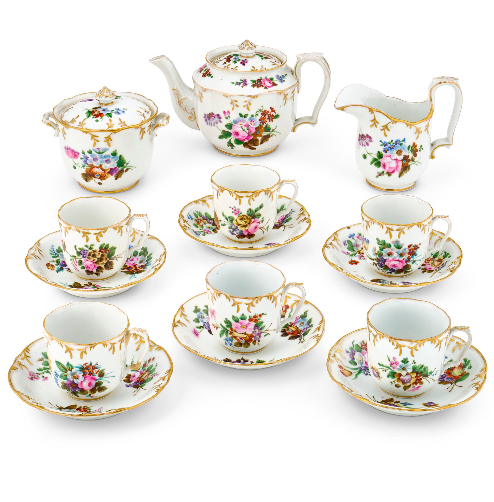 A RUSSIAN PORCELAIN TEA SERVICE BY THE POPOV FACTORY, MOSCOW, MID-19TH CENTURY (1 of 2)