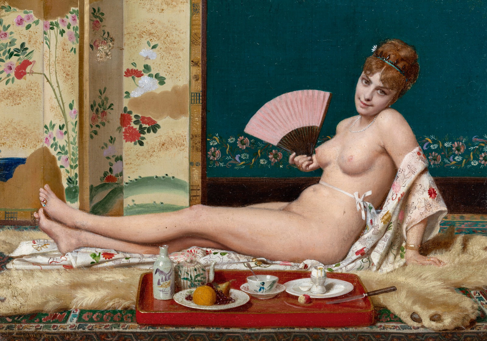 ALBERT LAMBRON DES PILTIERES (French, 1836-1898) Le petit déjeuner (1 of 3)