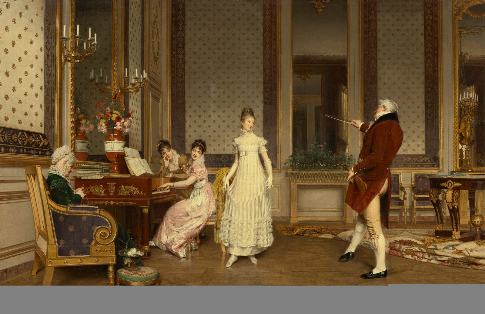LOUIS-EMILE ADAN (French, 1839-1937) Le leçon de danse (1 of 3)