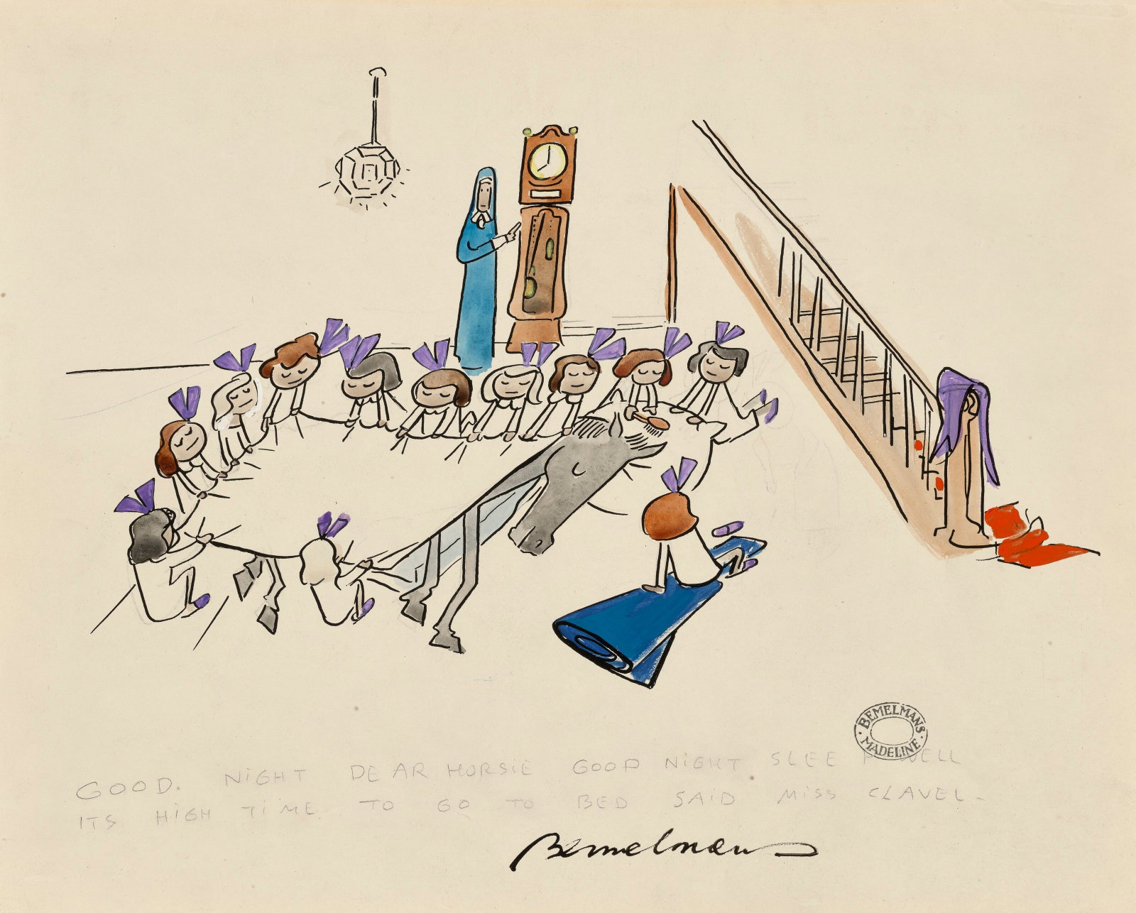 LUDWIG BEMELMANS (1898-1962) "Good night dear horsie good night..." (Sketch for 'Madeline in (1 of 4)