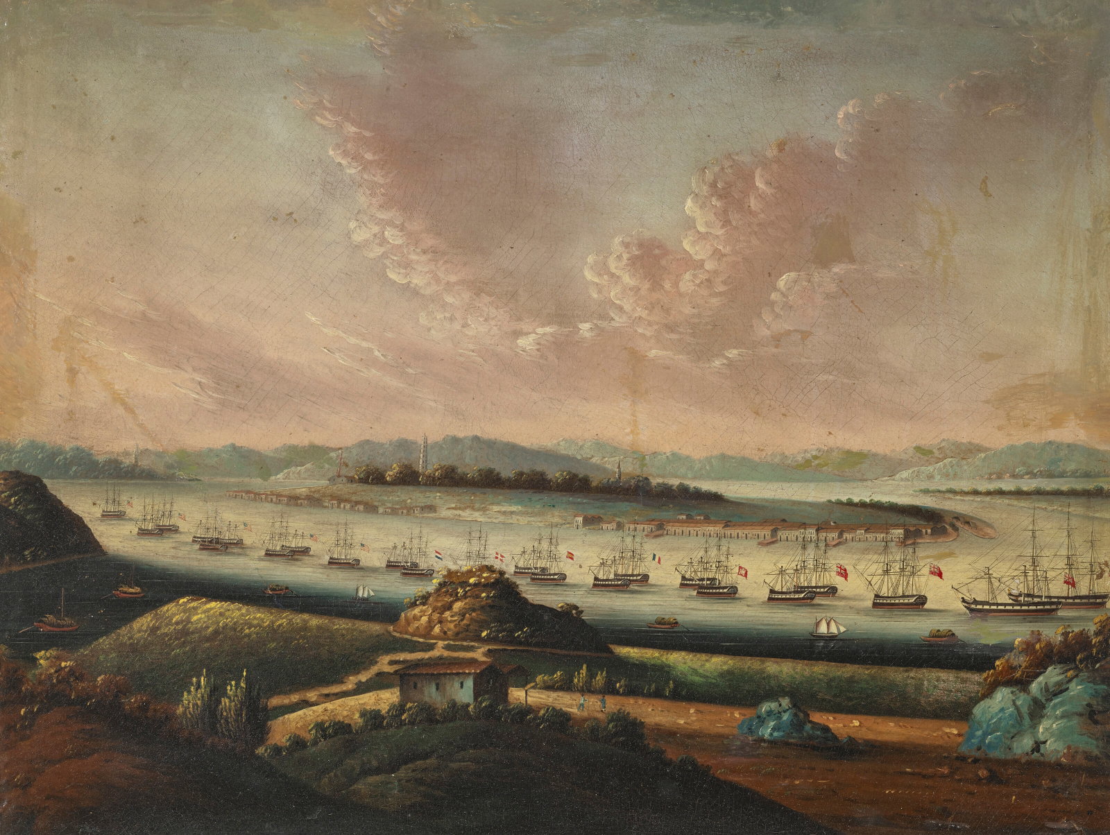 CHINESE SCHOOL, 19TH CENTURY Whampoa Anchorage taken from Changzhou Island (formerly Dane's Island) (1 of 3)