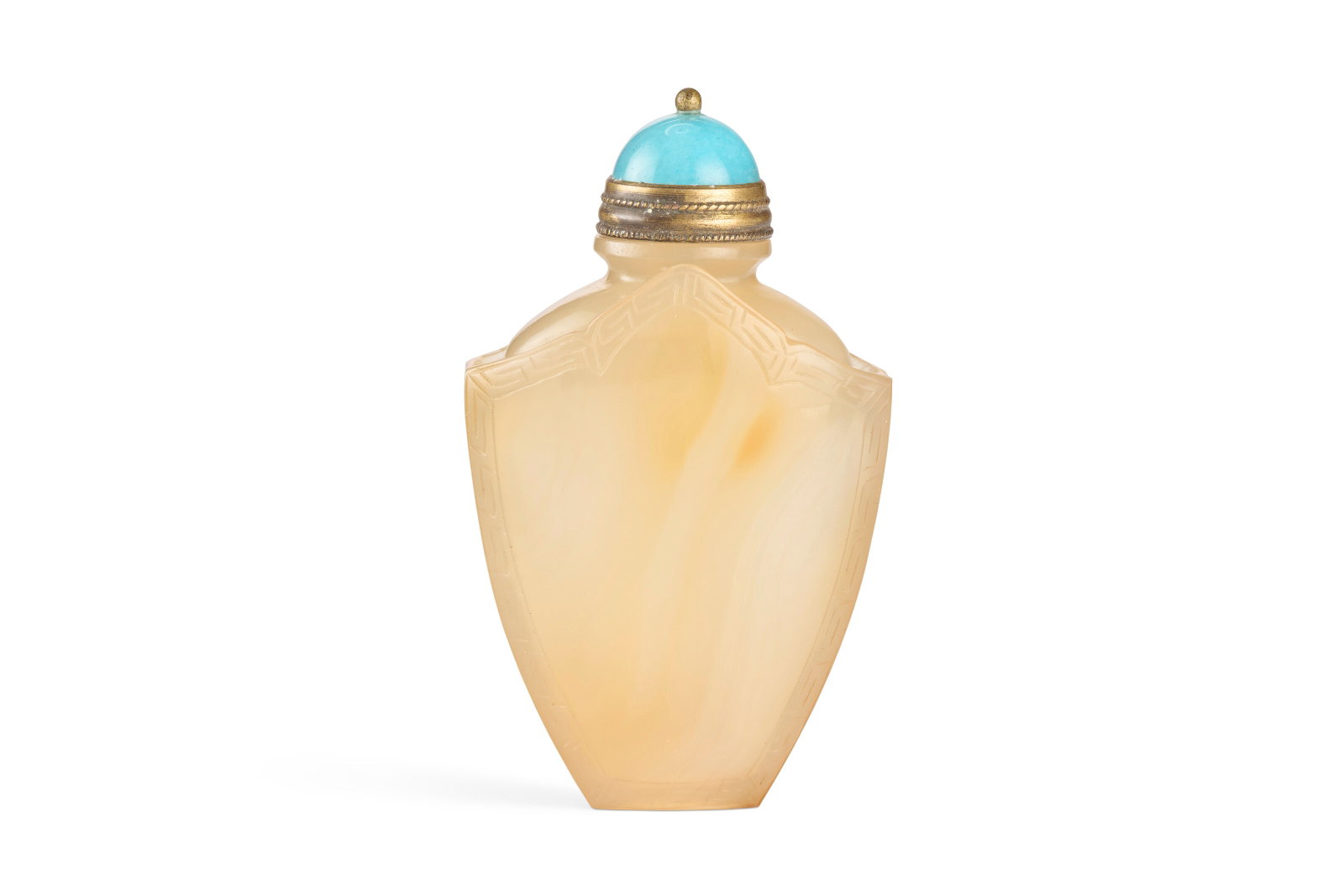 A CHINESE CARVED AGATE SPADE-SHAPED SNUFF BOTTLE 18TH-19TH CENTURY (1 of 4)