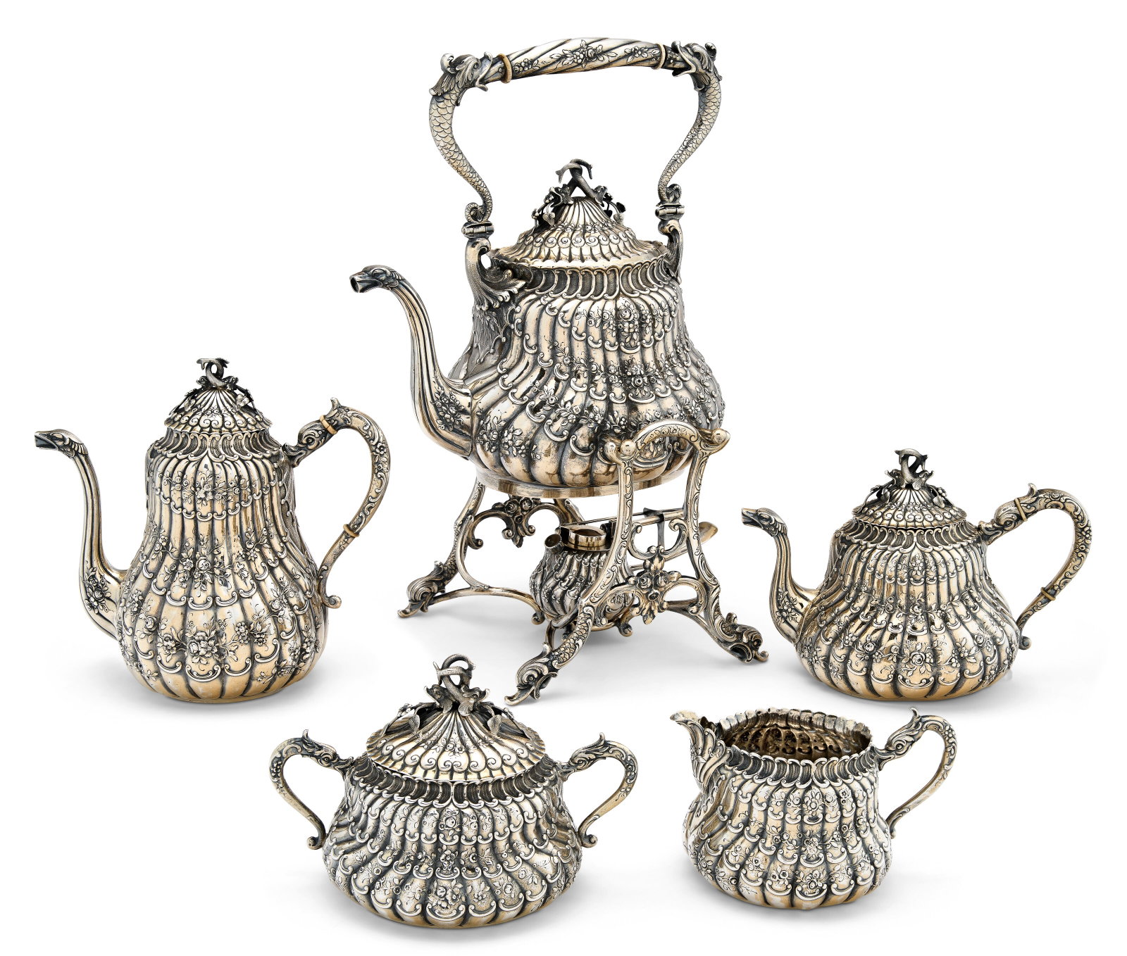 A CONTINENTAL SILVER FIVE-PIECE TEA AND COFFEE SERVICE PROBABLY GERMAN, LATE 19TH/EARLY 20TH CENTURY (1 of 1)