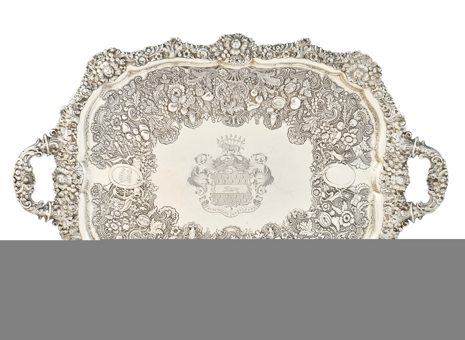 A GEORGE IV SILVER TWO-HANDLED TRAY MARK OF ROBERT GAINSFORD, SHEFFIELD, 1823 (1 of 2)