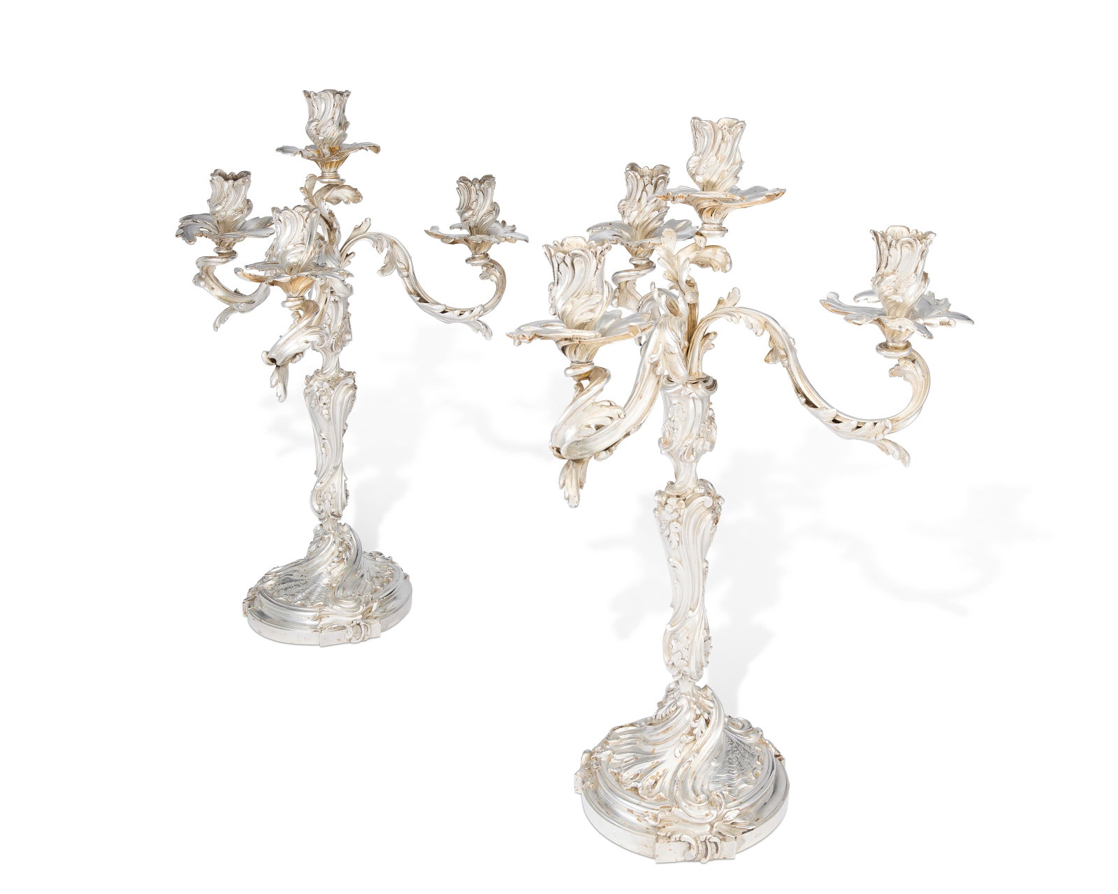 A PAIR OF CONTINENTAL SILVER FOUR-LIGHT CANDELABRA POSSIBLY ITALIAN, 20TH CENTURY (1 of 1)
