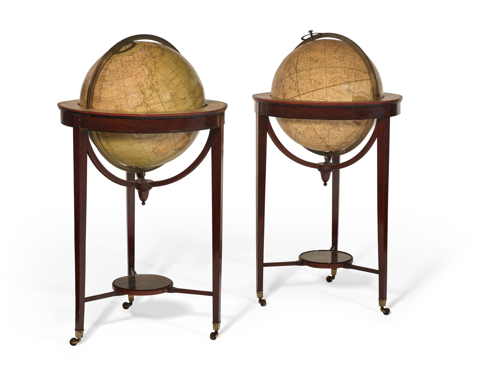 A PAIR OF REGENCY LIBRARY GLOBES EARLY 19TH CENTURY, BY W. & T.M. BARDIN, RETAILED BY W. & S. JONES (1 of 4)