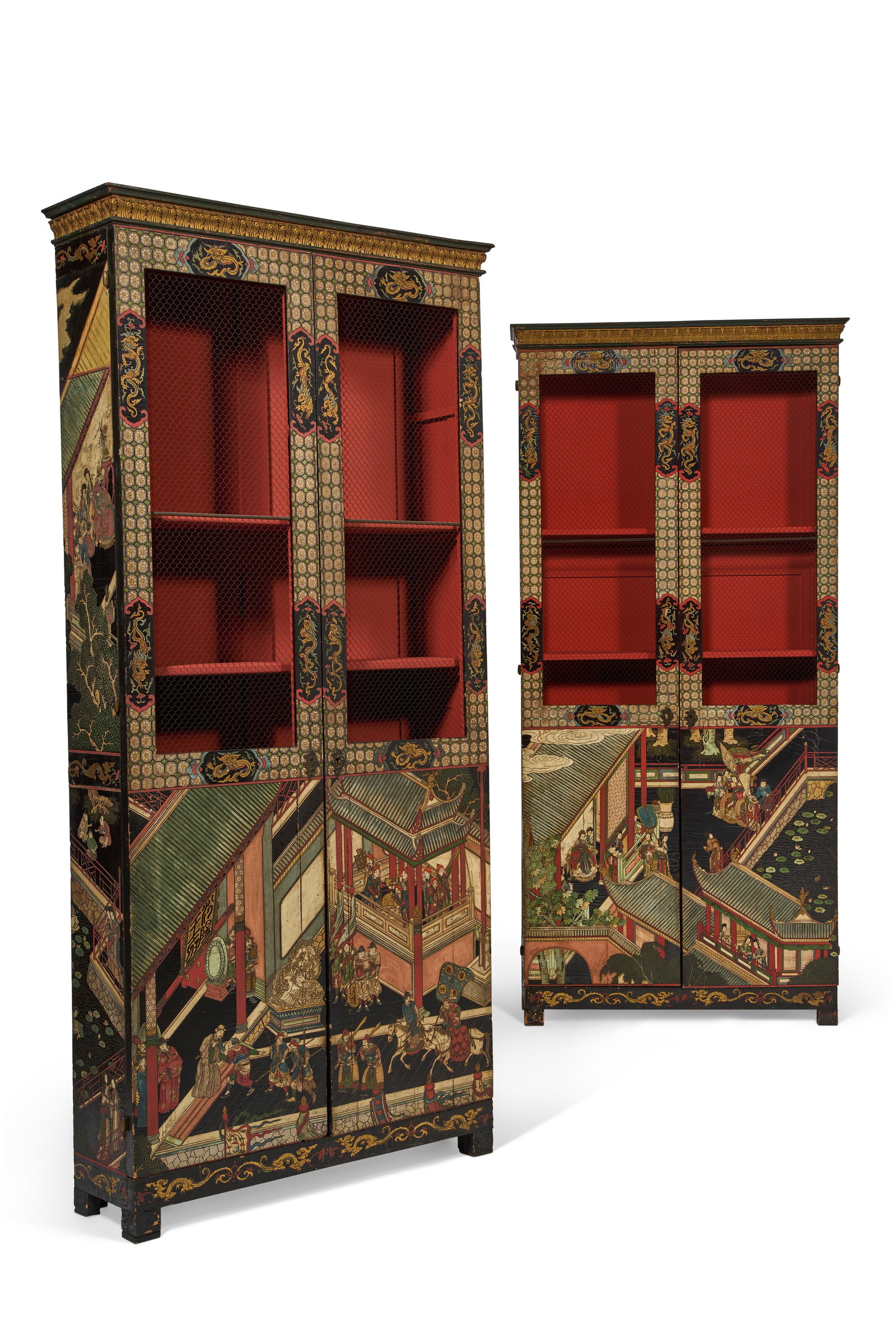 A PAIR OF PARCEL-GILT AND CHINESE COROMANDEL LACQUER BIBLIOTHEQUES FIRST HALF 20TH CENTURY, THE (1 of 4)