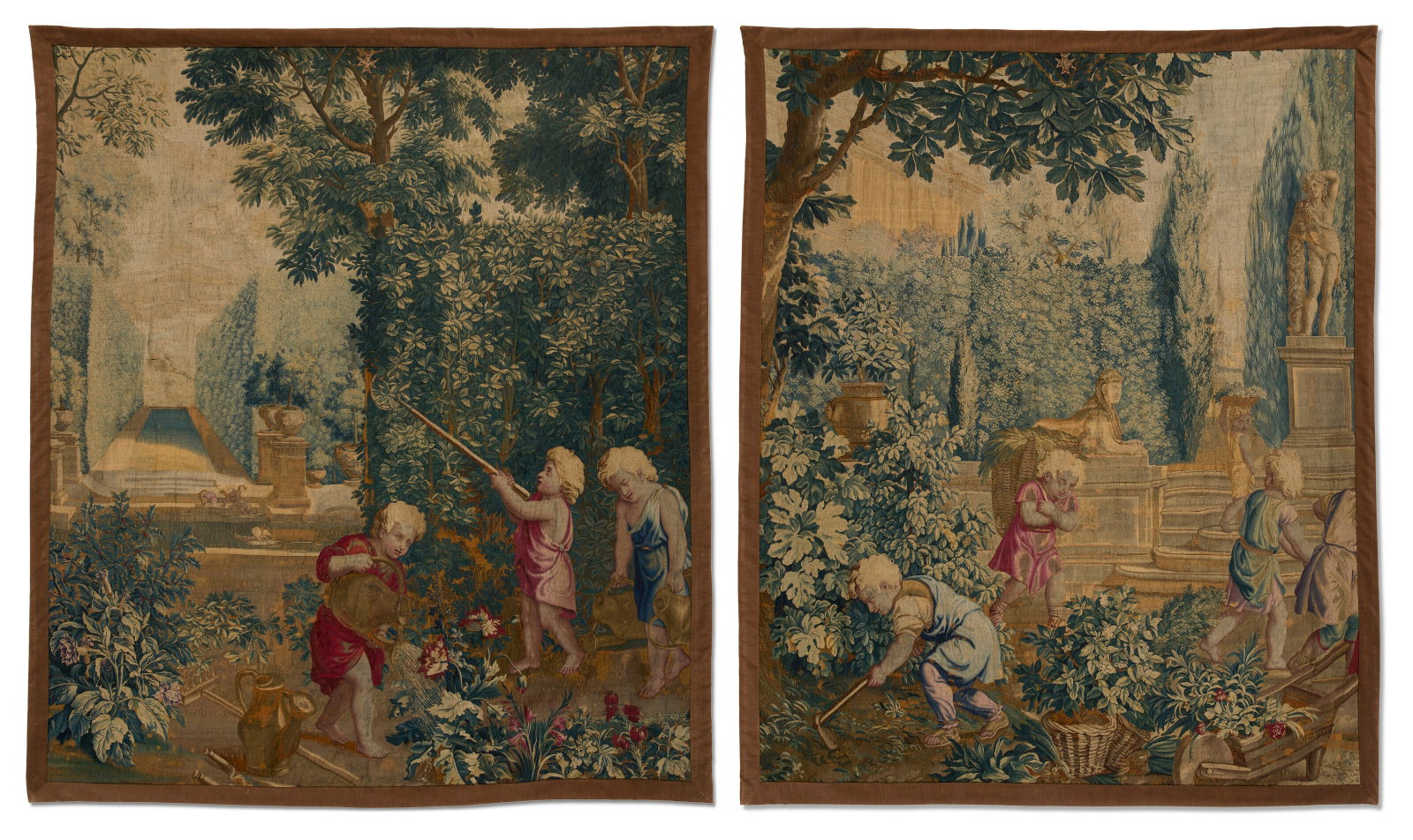 A PAIR OF GOBELINS TAPESTRY FRAGMENTS AFTER DESIGNS BY CHARLES LEBRUN, CIRCA 1715 (1 of 4)