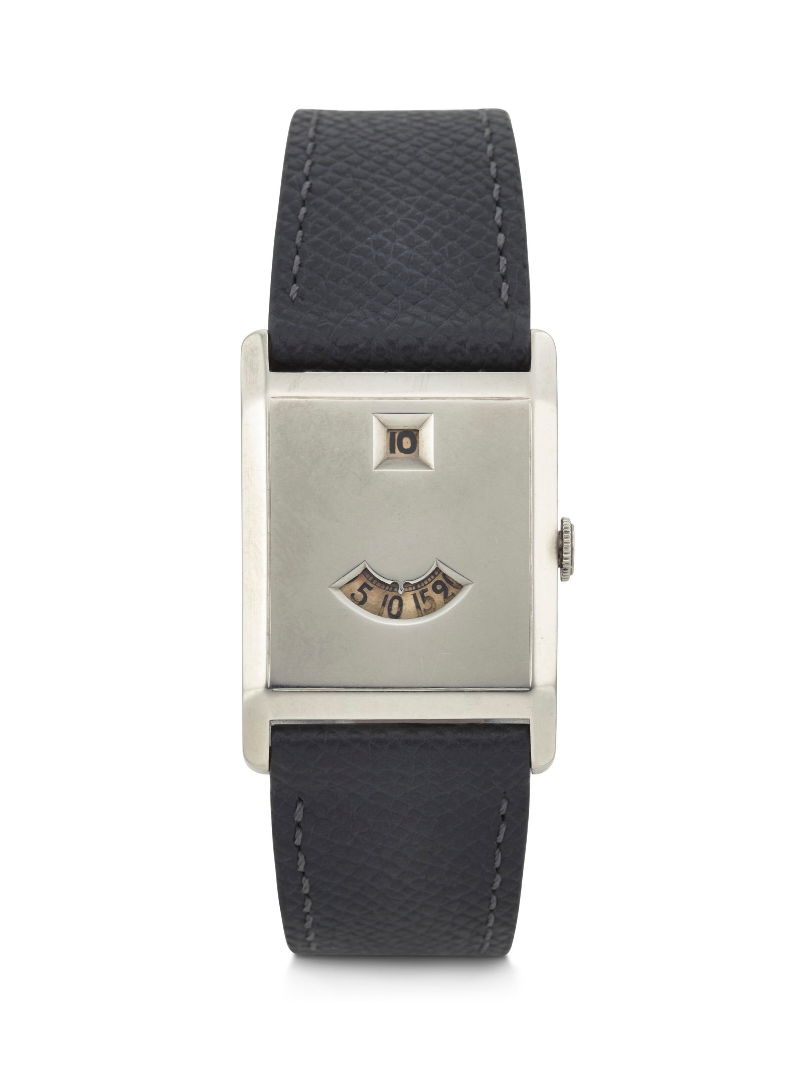 AUDEMARS PIGUET. AN EXTREMELY RARE, UNUSUAL, AND LARGE 18K WHITE GOLD RECTANGULAR-SHAPED JUMPING (1 of 4)