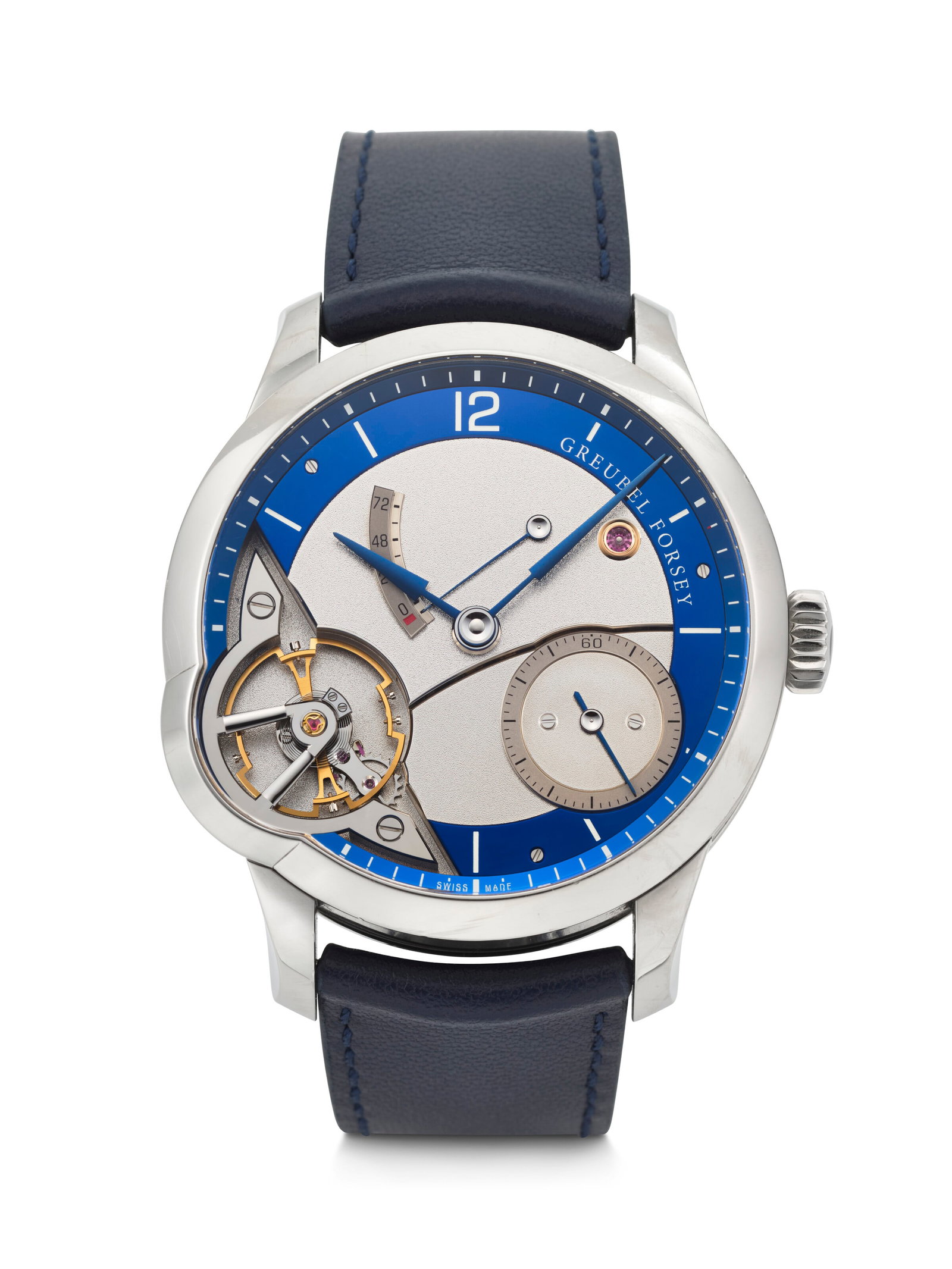 GREUBEL FORSEY. A HIGHLY RARE AND IMPRESSIVE LIMITED EDITION STAINLESS STEEL WRISTWATCH WITH POWER (1 of 4)
